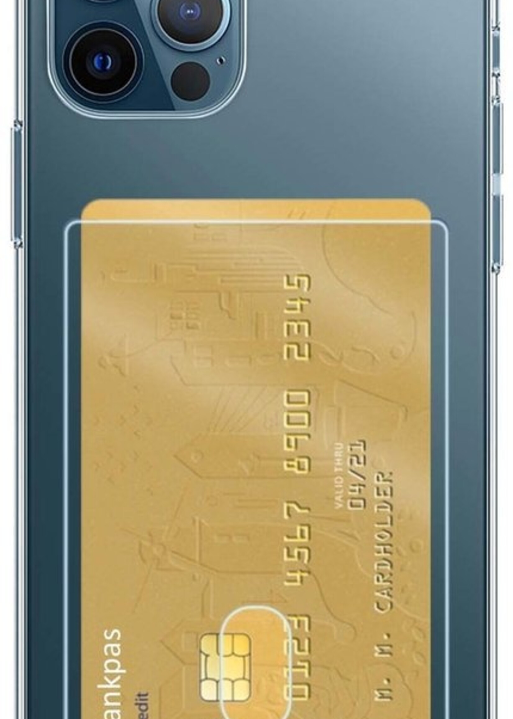 LUQ Hoesje Geschikt voor iPhone 12/12 Pro Hoesje Case Pashouder Cover Siliconen Met Screenprotector - Hoes Geschikt voor iPhone 12/12 Pro Hoesje Met Kaarthouder- Transparant