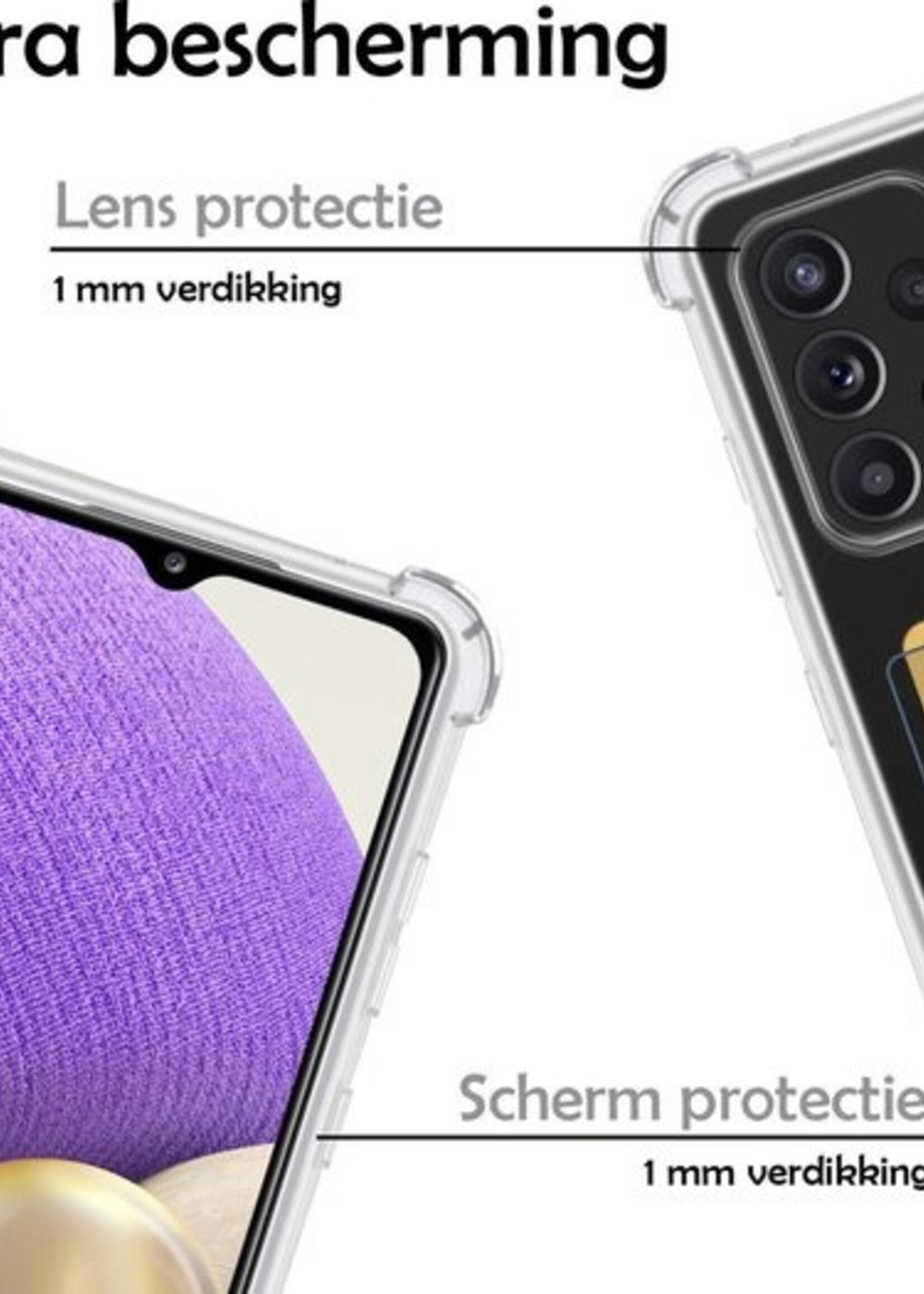 LUQ Hoesje Geschikt voor Samsung A32 5G Hoesje Case Pashouder Cover Siliconen - Hoes Geschikt voor Samsung Galaxy A32 5G Hoesje Met Kaarthouder - Transparant