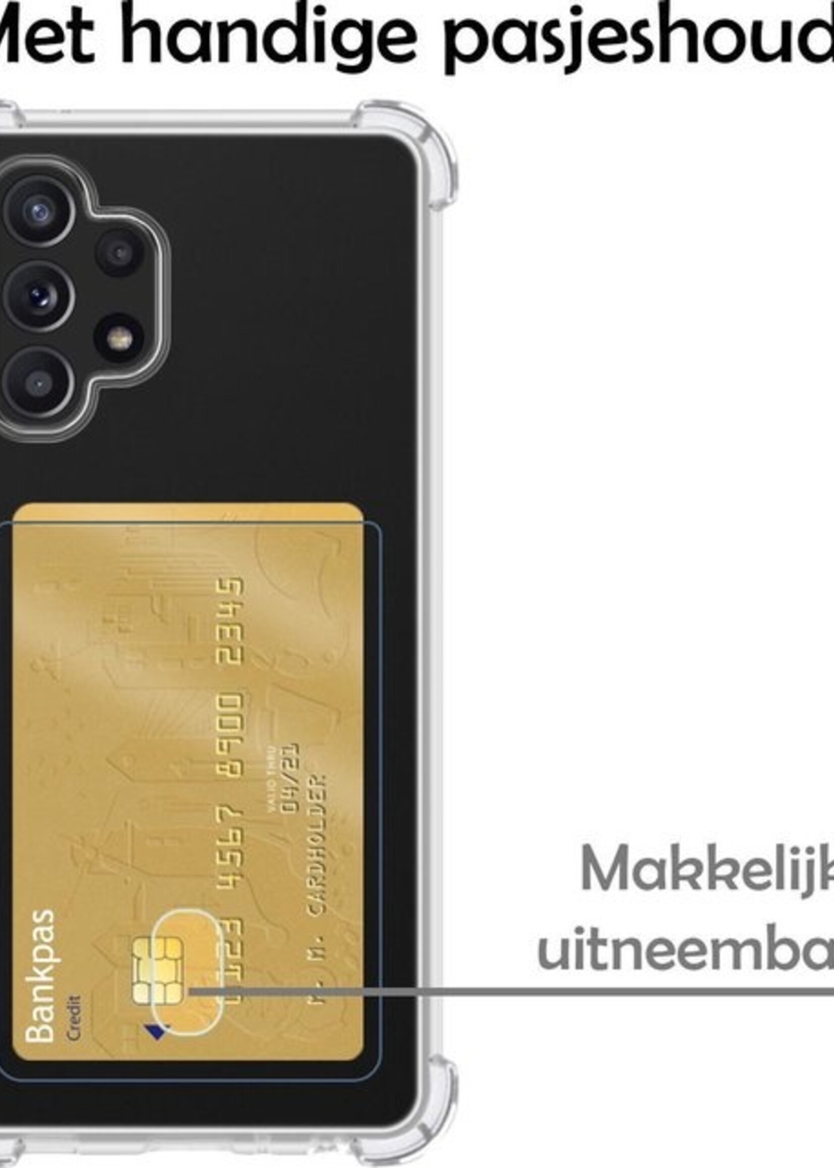 LUQ Hoesje Geschikt voor Samsung A32 5G Hoesje Case Pashouder Cover Siliconen - Hoes Geschikt voor Samsung Galaxy A32 5G Hoesje Met Kaarthouder - Transparant