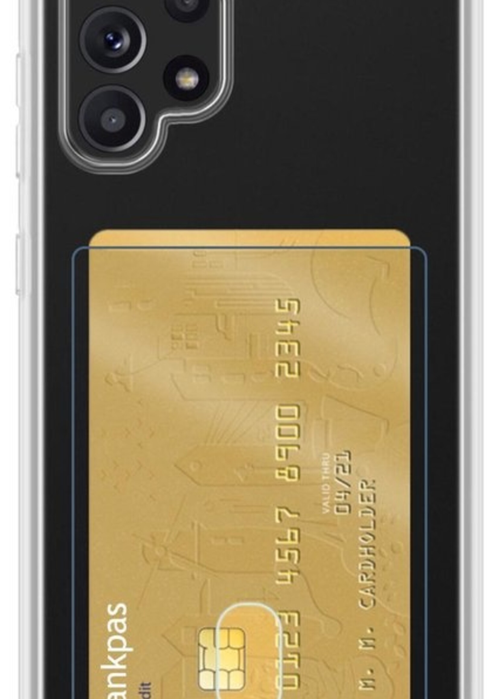 LUQ Hoesje Geschikt voor Samsung A32 5G Hoesje Case Pashouder Cover Siliconen - Hoes Geschikt voor Samsung Galaxy A32 5G Hoesje Met Kaarthouder - Transparant