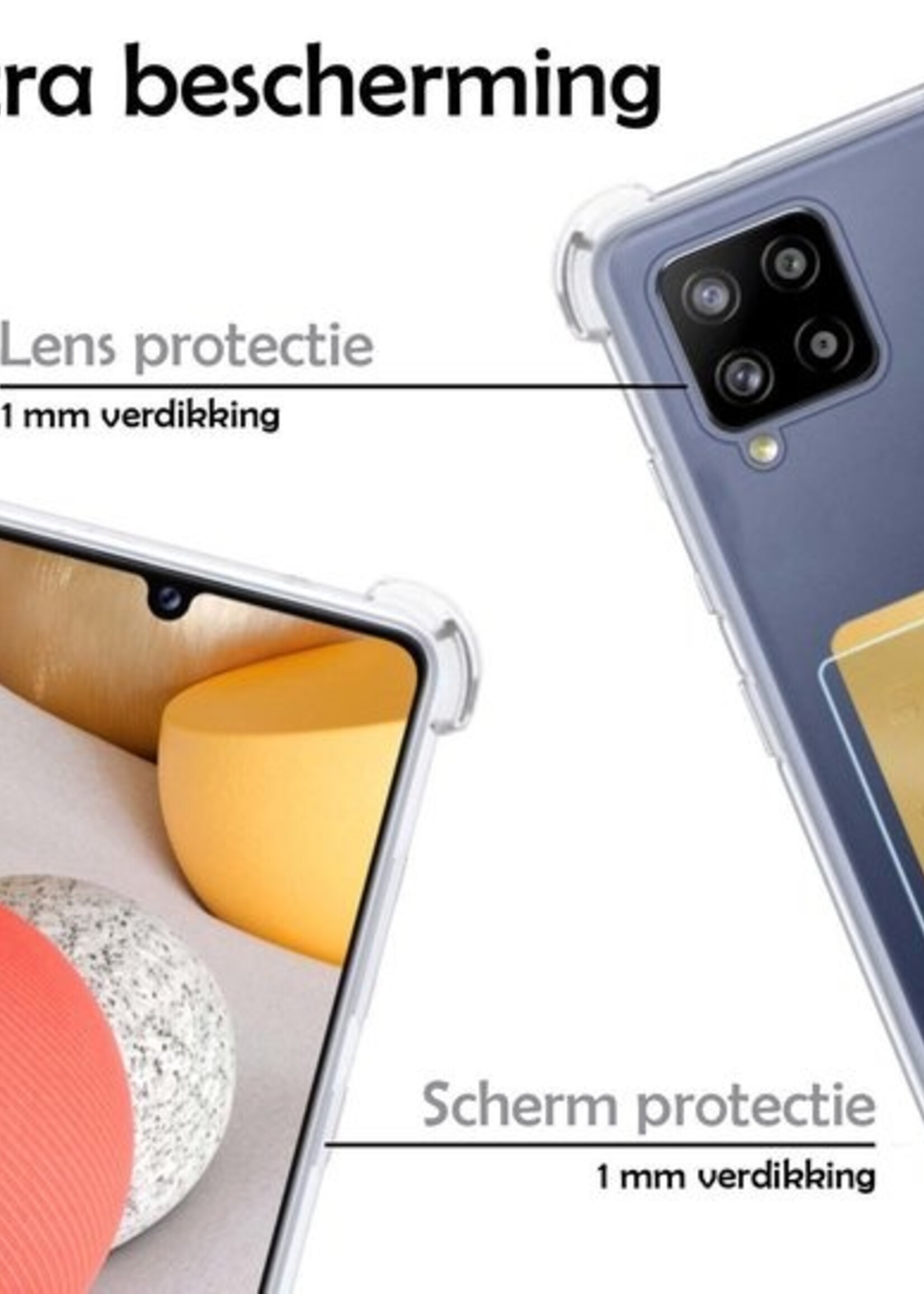 LUQ Hoesje Geschikt voor Samsung A42 Hoesje Case Pashouder Cover Siliconen - Hoes Geschikt voor Samsung Galaxy A42 Hoesje Met Kaarthouder - Transparant - 2 Stuks
