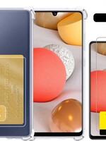 LUQ LUQ Samsung Galaxy A42 Pashouder Hoesje Shockproof + 2x Screenprotector