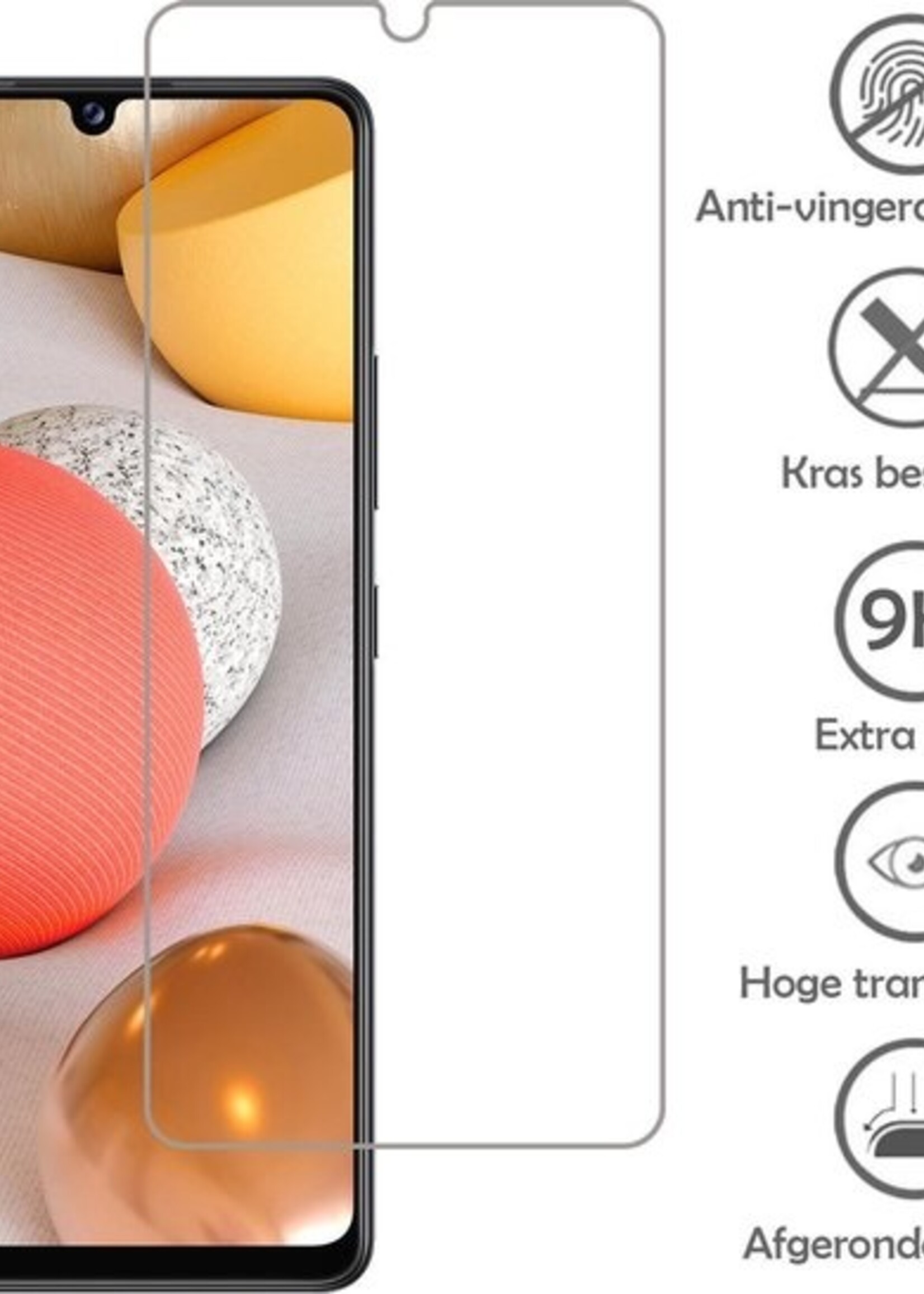 LUQ Hoesje Geschikt voor Samsung A42 Hoesje Case Pashouder Cover Siliconen Met 2x Screenprotector - Hoes Geschikt voor Samsung Galaxy A42 Hoesje Met Kaarthouder- Transparant