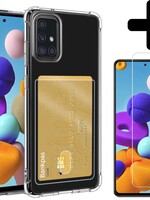 LUQ LUQ Samsung Galaxy A51 Pashouder Hoesje Shockproof + Screenprotector