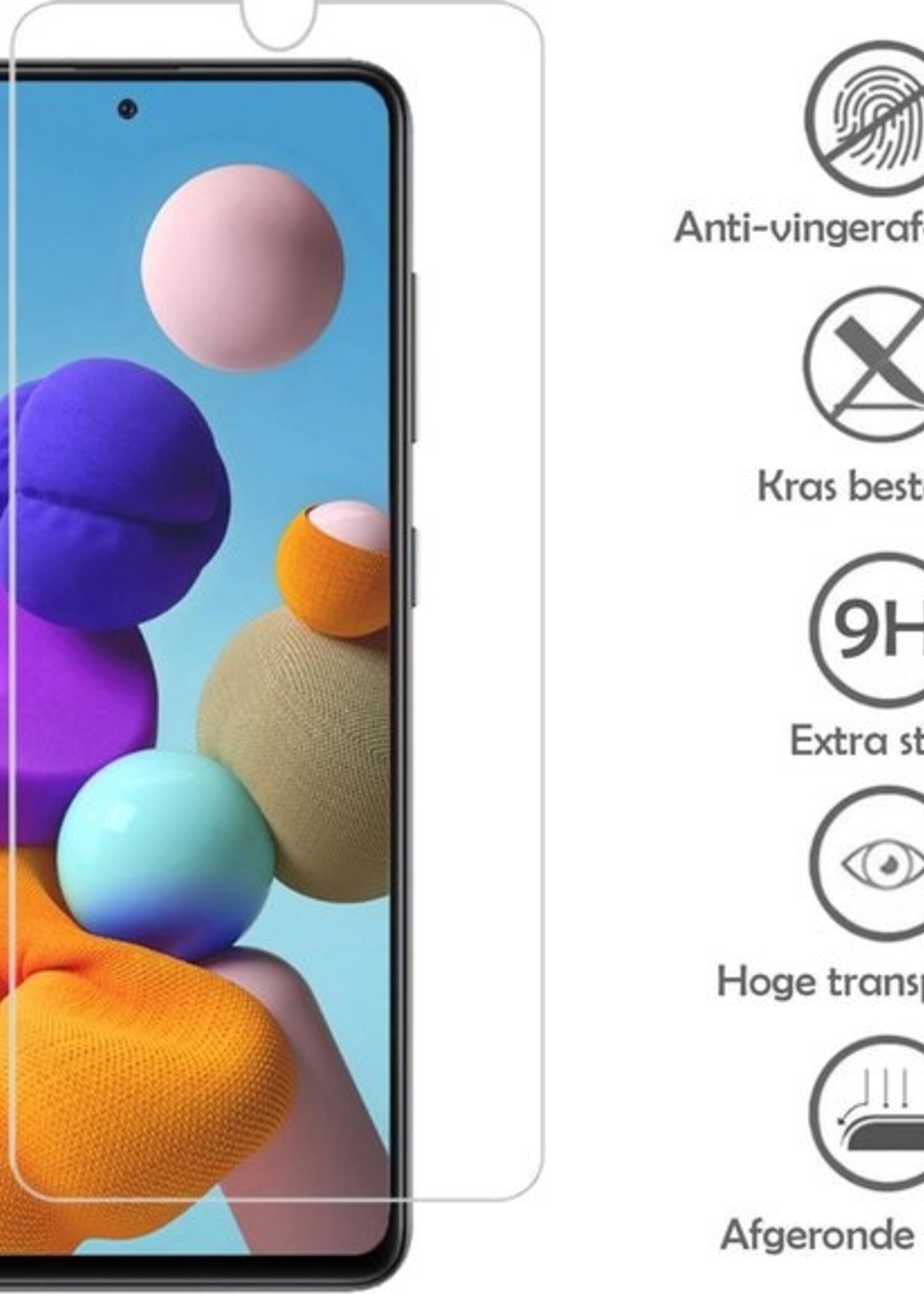 LUQ Hoesje Geschikt voor Samsung A51 Hoesje Case Pashouder Cover Siliconen Met Screenprotector - Hoes Geschikt voor Samsung Galaxy A51 Hoesje Met Kaarthouder- Transparant