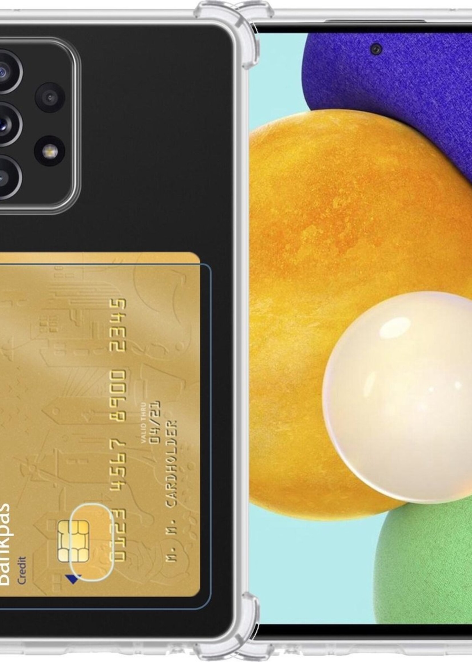 LUQ Hoesje Geschikt voor Samsung A52 Hoesje Case Pashouder Cover Siliconen - Hoes Geschikt voor Samsung Galaxy A52 Hoesje Met Kaarthouder - Transparant
