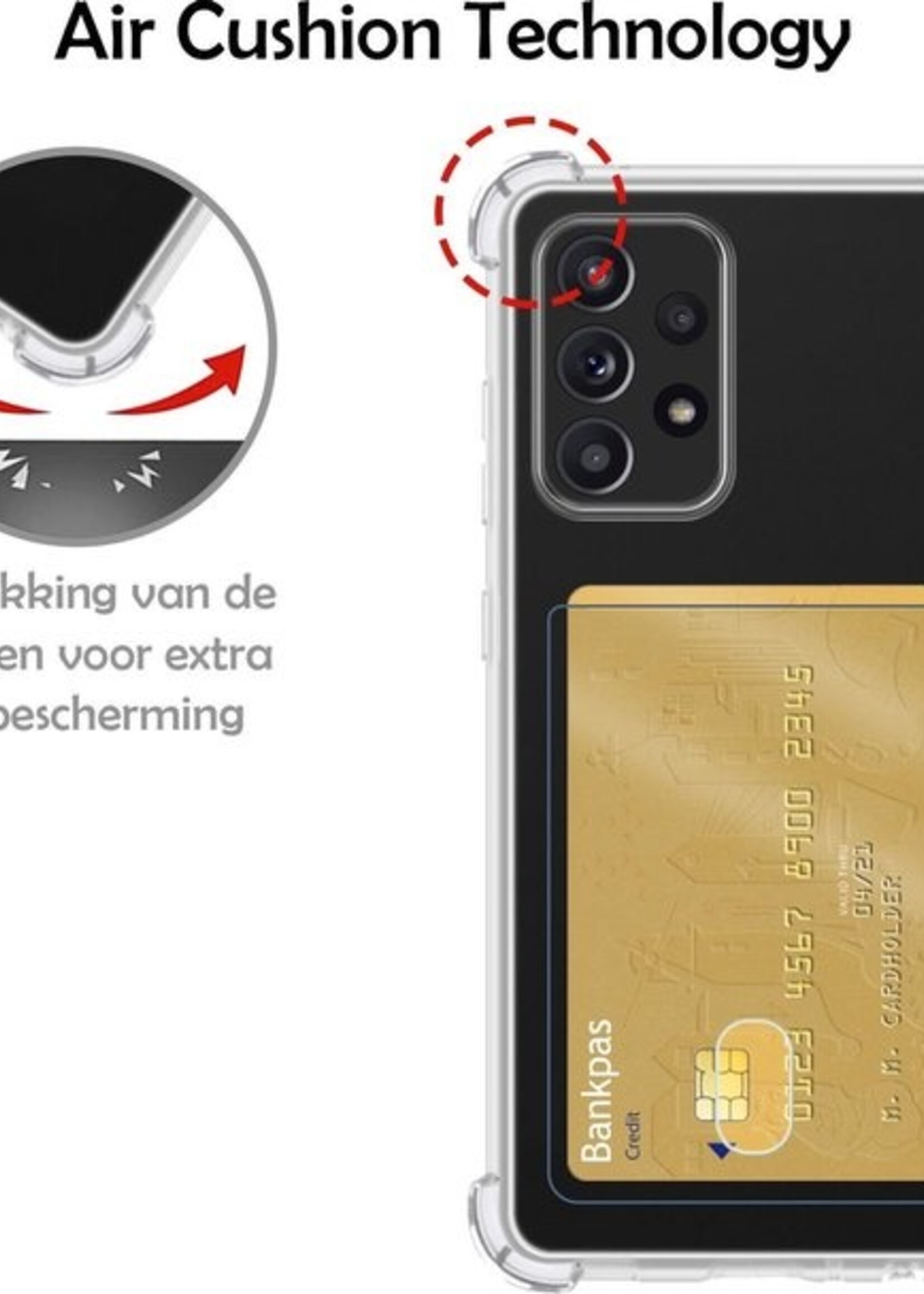 LUQ Hoesje Geschikt voor Samsung A52 Hoesje Case Pashouder Cover Siliconen - Hoes Geschikt voor Samsung Galaxy A52 Hoesje Met Kaarthouder - Transparant