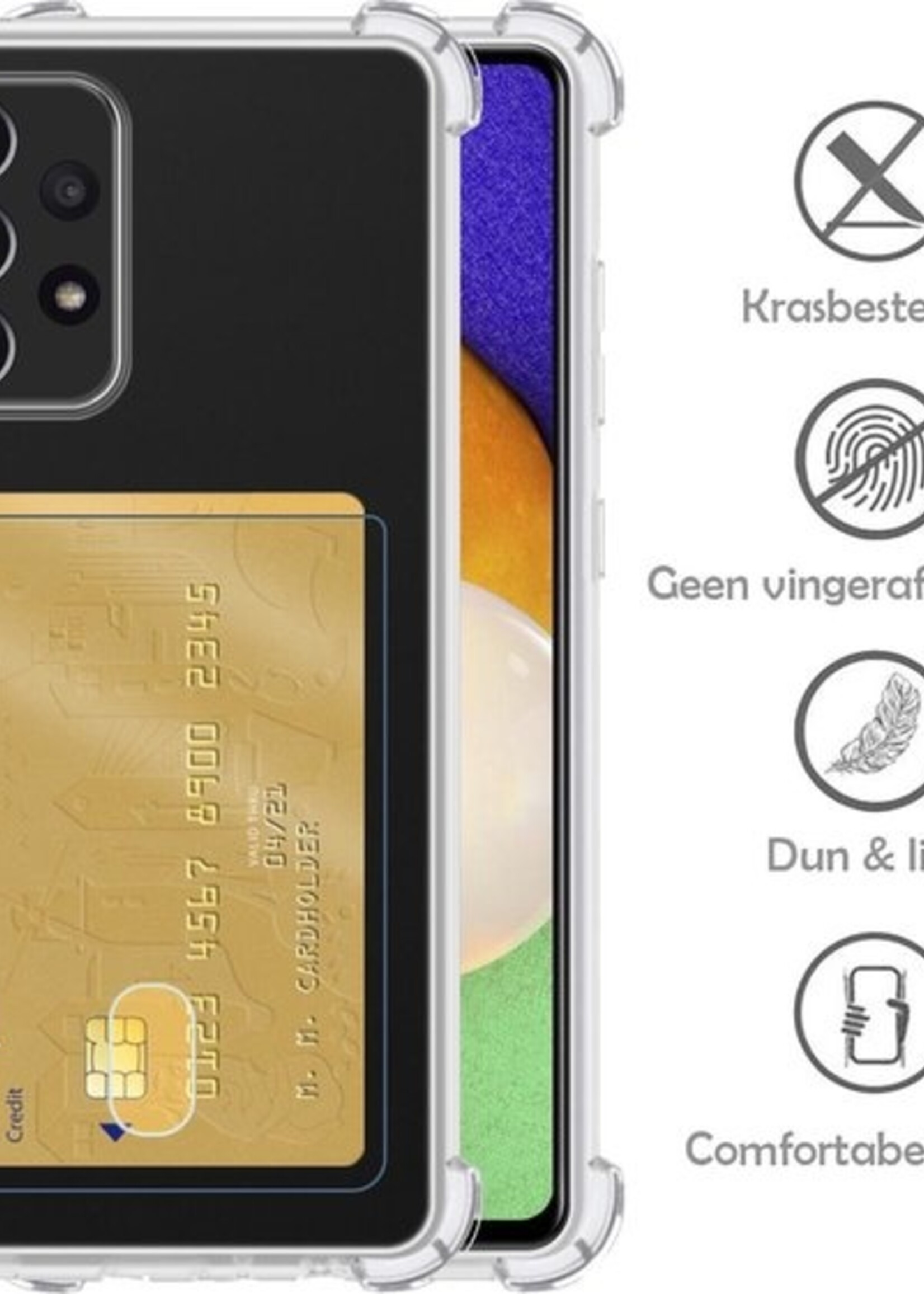 LUQ Hoesje Geschikt voor Samsung A52 Hoesje Case Pashouder Cover Siliconen - Hoes Geschikt voor Samsung Galaxy A52 Hoesje Met Kaarthouder - Transparant