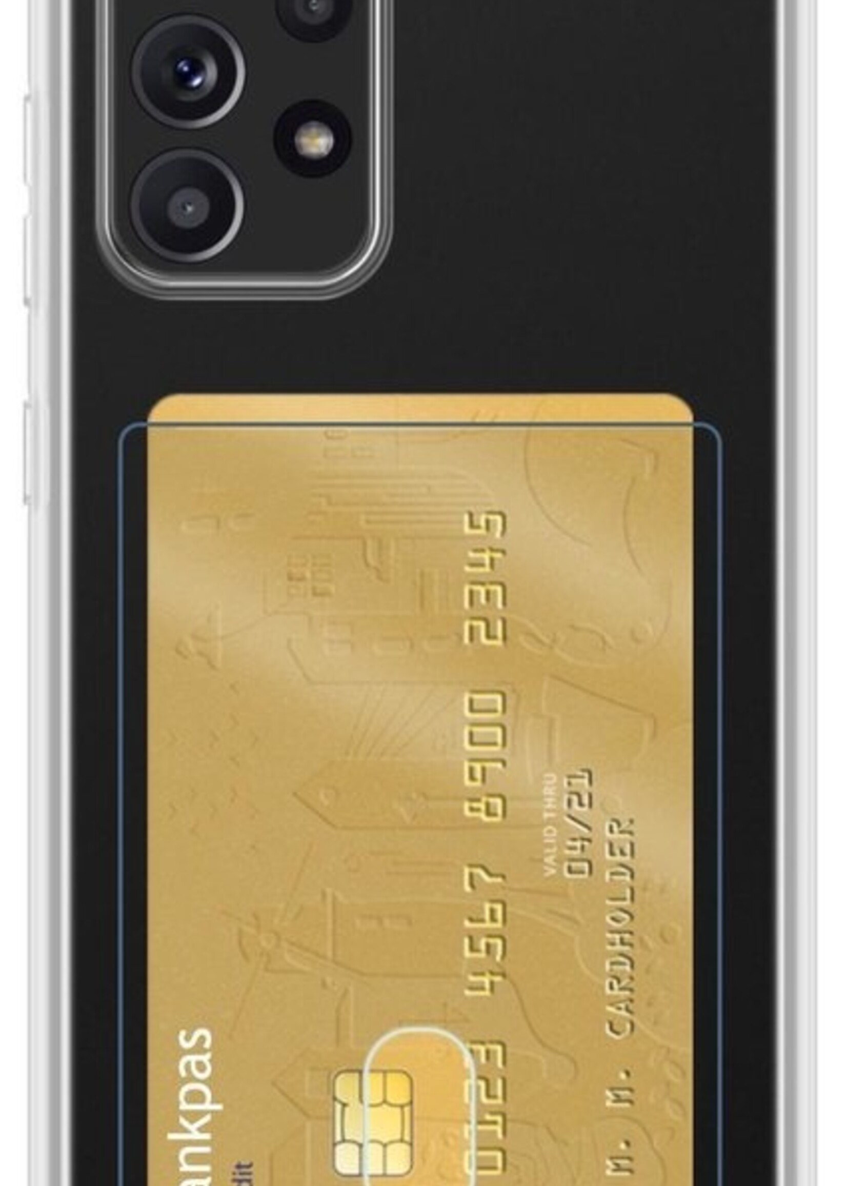 LUQ Hoesje Geschikt voor Samsung A52 Hoesje Case Pashouder Cover Siliconen - Hoes Geschikt voor Samsung Galaxy A52 Hoesje Met Kaarthouder - Transparant - 2 Stuks