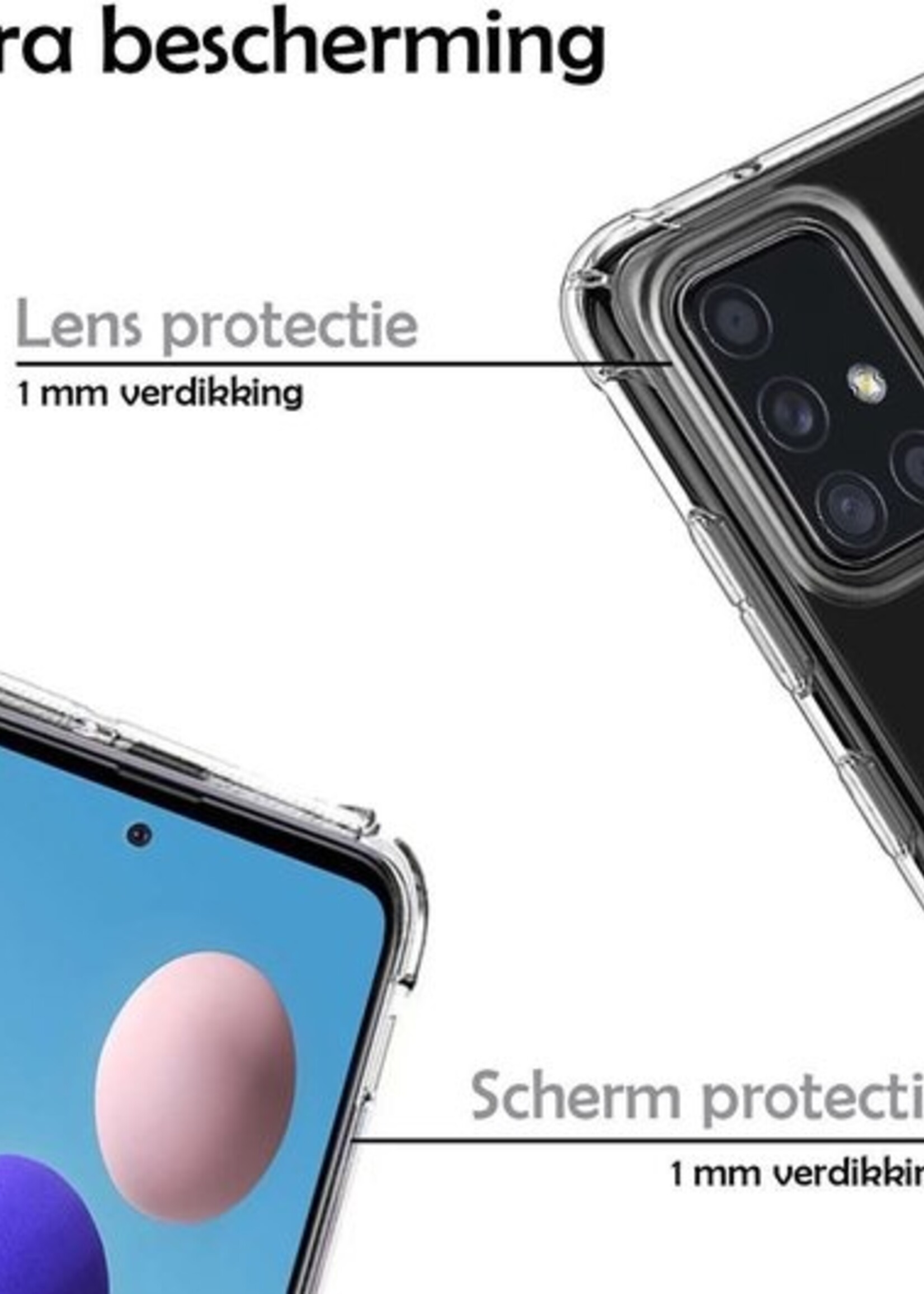 LUQ Hoesje Geschikt voor Samsung A71 Hoesje Case Pashouder Cover Siliconen - Hoes Geschikt voor Samsung Galaxy A71 Hoesje Met Kaarthouder - Transparant - 2 Stuks