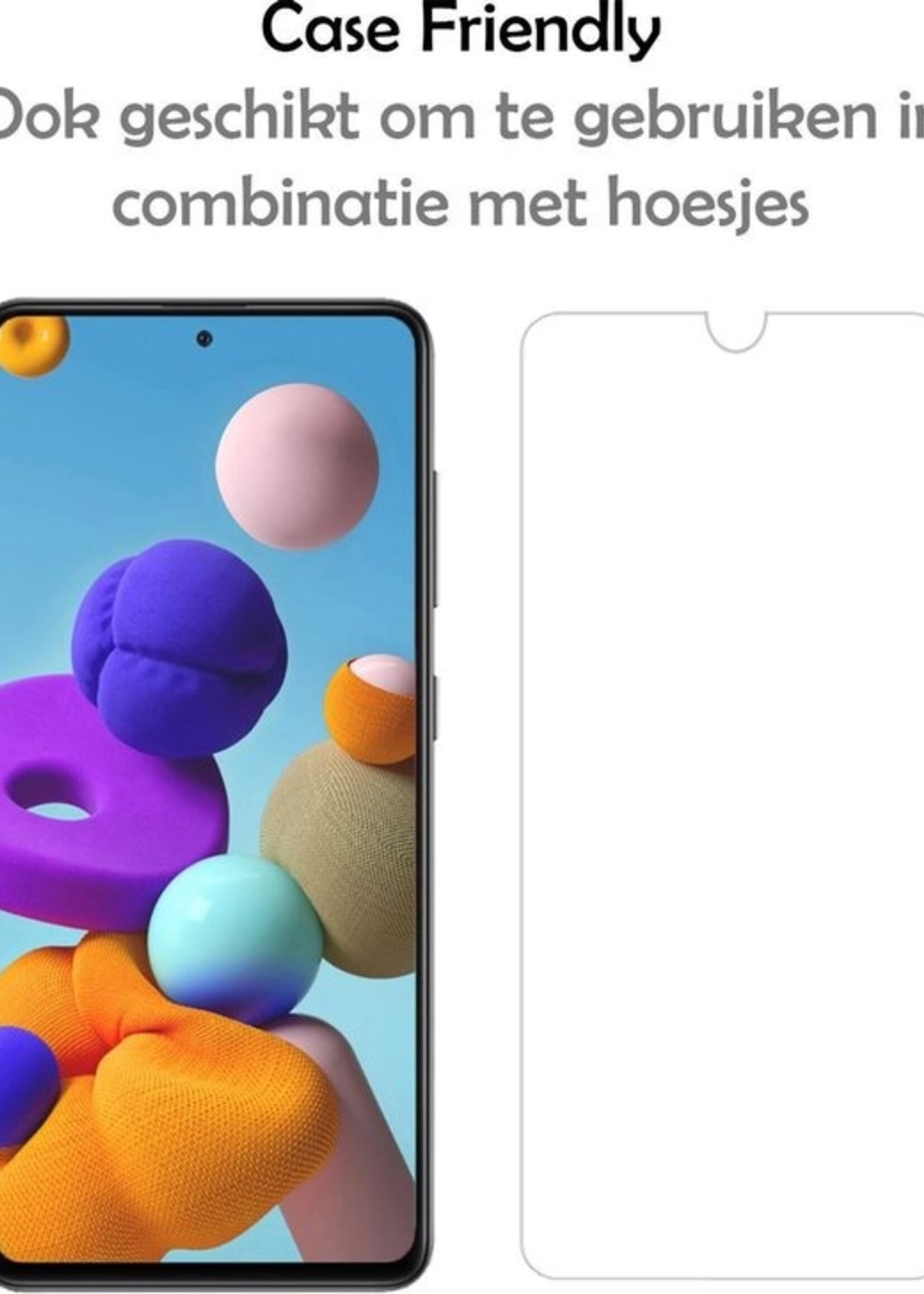 LUQ Hoesje Geschikt voor Samsung A71 Hoesje Case Pashouder Cover Siliconen Met Screenprotector - Hoes Geschikt voor Samsung Galaxy A71 Hoesje Met Kaarthouder- Transparant
