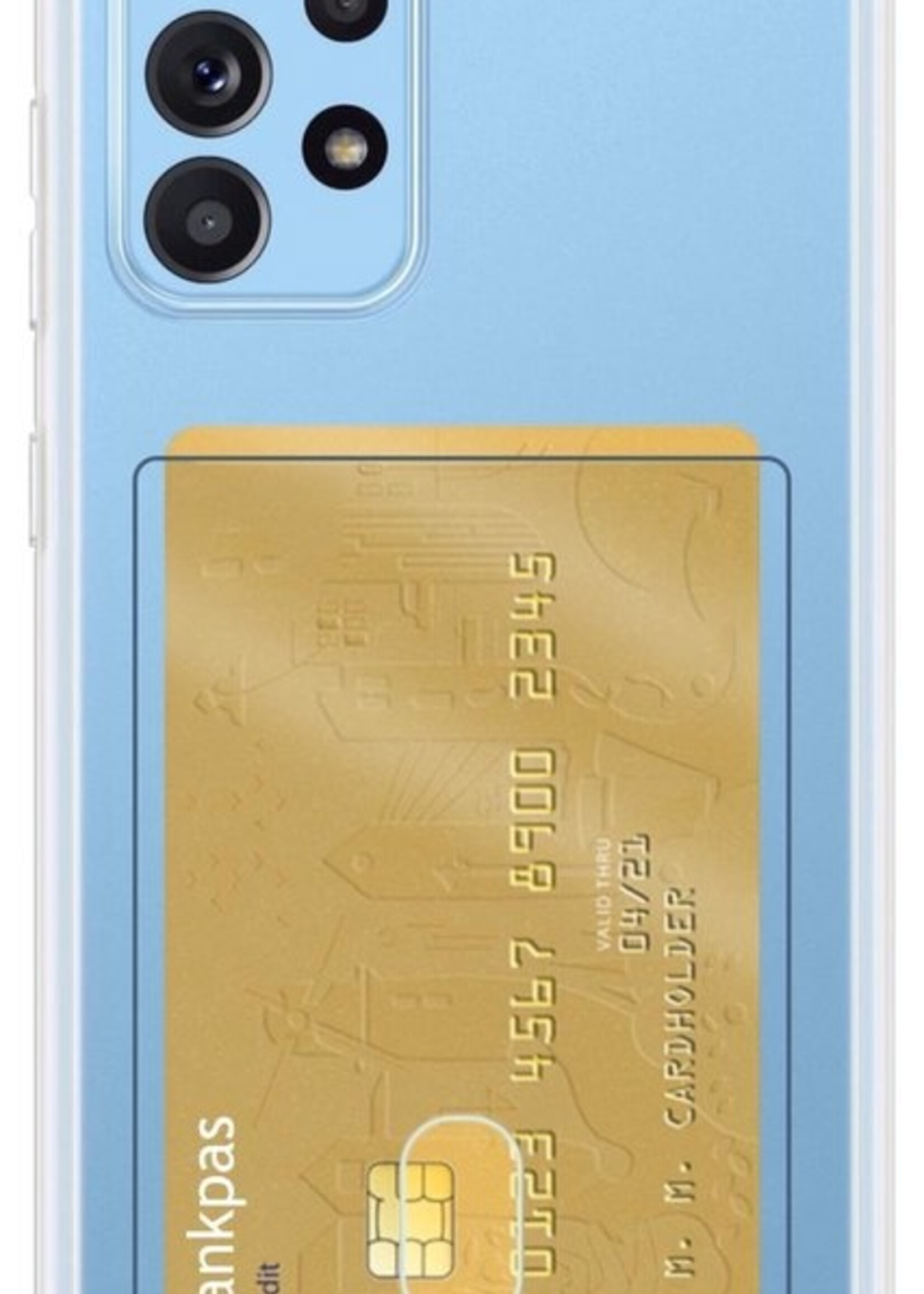LUQ Hoesje Geschikt voor Samsung A72 Hoesje Case Pashouder Cover Siliconen - Hoes Geschikt voor Samsung Galaxy A72 Hoesje Met Kaarthouder - Transparant - 2 Stuks
