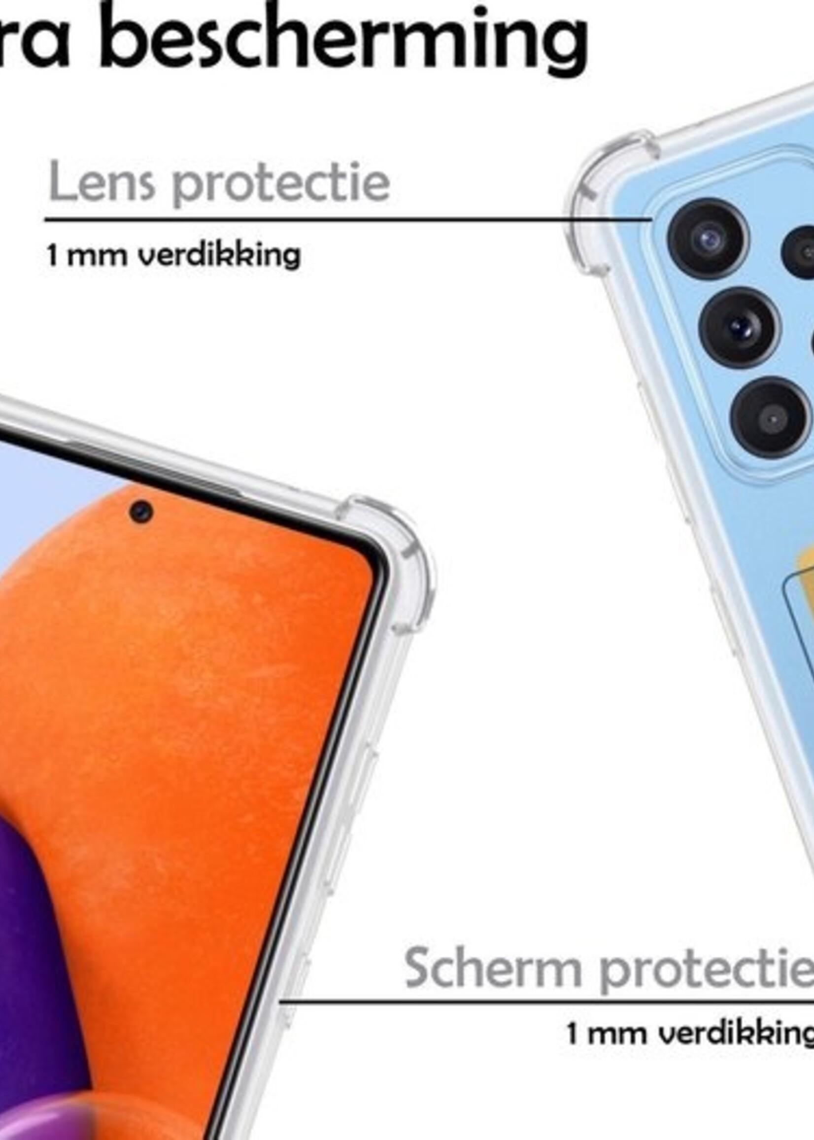 LUQ Hoesje Geschikt voor Samsung A72 Hoesje Case Pashouder Cover Siliconen Met Screenprotector - Hoes Geschikt voor Samsung Galaxy A72 Hoesje Met Kaarthouder- Transparant