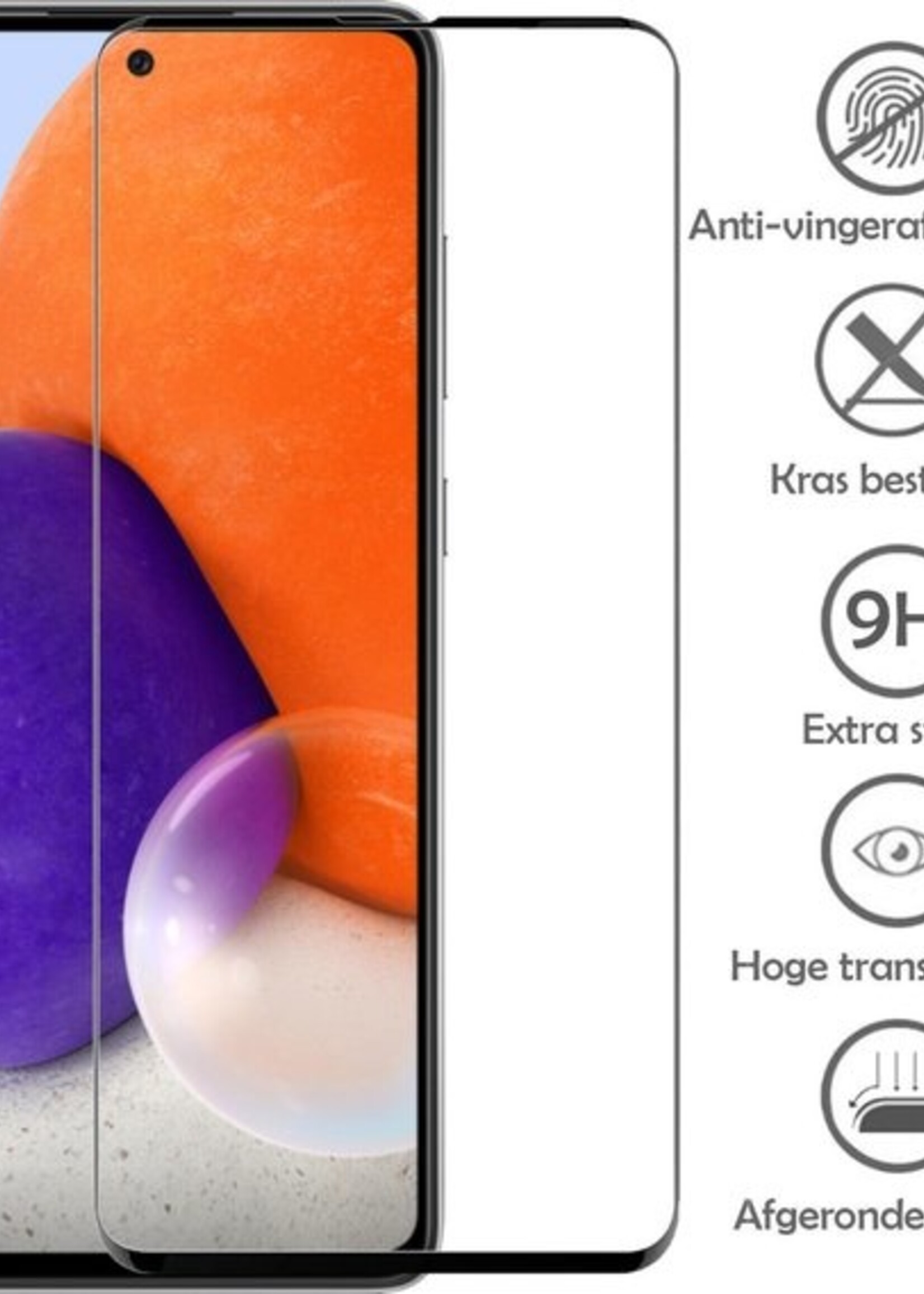 LUQ Hoesje Geschikt voor Samsung A72 Hoesje Case Pashouder Cover Siliconen Met Screenprotector - Hoes Geschikt voor Samsung Galaxy A72 Hoesje Met Kaarthouder- Transparant