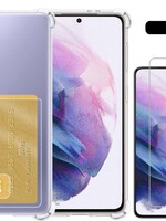 LUQ LUQ Samsung Galaxy S21 Pashouder Hoesje Shockproof + Screenprotector