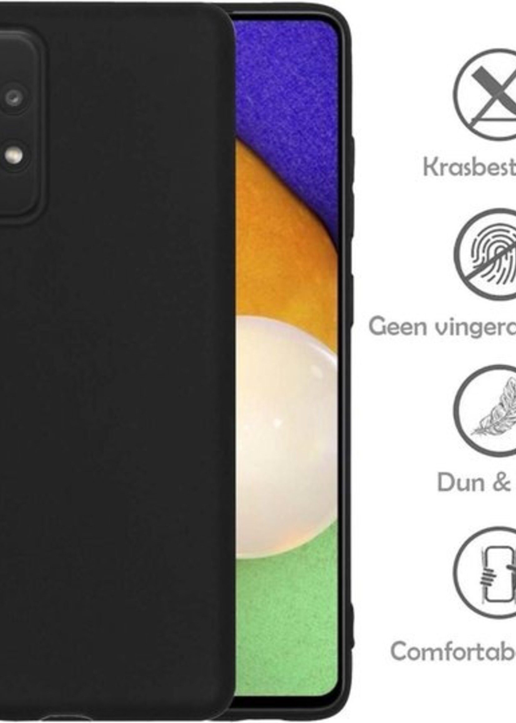 LUQ Hoesje Geschikt voor Samsung A52 Hoesje Siliconen Case - Hoes Geschikt voor Samsung Galaxy A52 Hoes Siliconen - Zwart