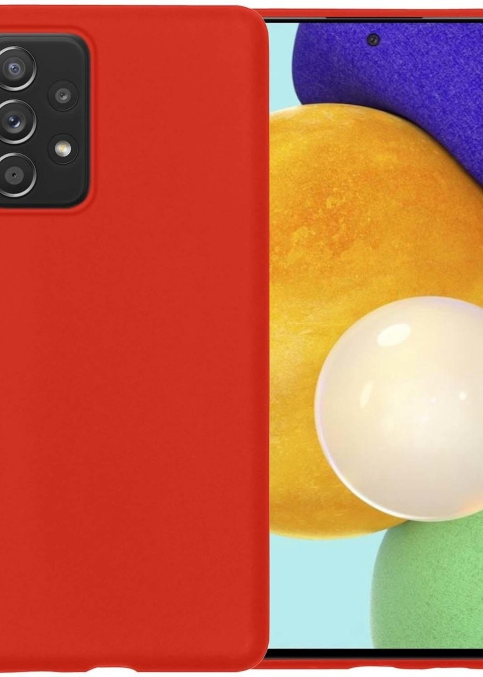 LUQ Hoesje Geschikt voor Samsung A52 Hoesje Siliconen Case - Hoes Geschikt voor Samsung Galaxy A52 Hoes Siliconen - Rood