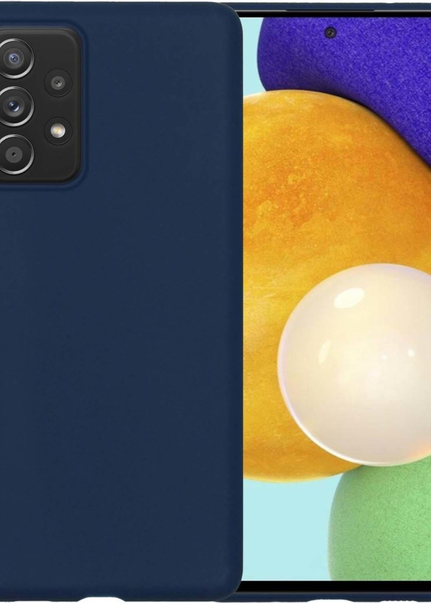 LUQ Hoesje Geschikt voor Samsung A52 Hoesje Siliconen Case - Hoes Geschikt voor Samsung Galaxy A52 Hoes Siliconen - Donkerblauw