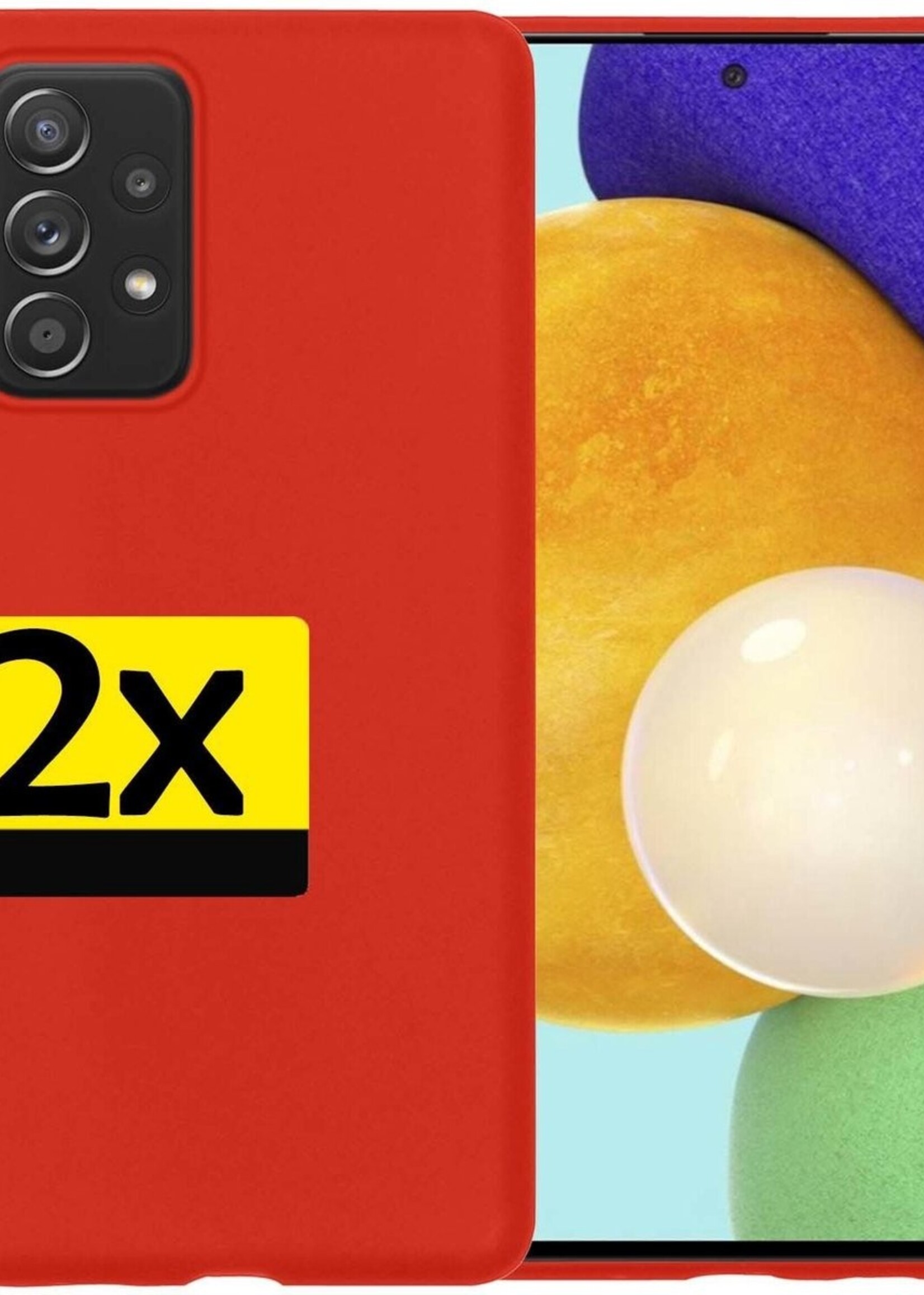 LUQ Hoesje Geschikt voor Samsung A52 Hoesje Siliconen Case - Hoes Geschikt voor Samsung Galaxy A52 Hoes Siliconen - Rood - 2 Stuks