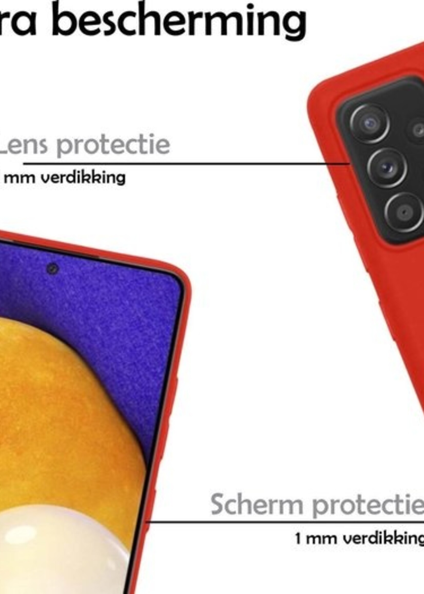 LUQ Hoesje Geschikt voor Samsung A52 Hoesje Siliconen Case - Hoes Geschikt voor Samsung Galaxy A52 Hoes Siliconen - Rood - 2 Stuks