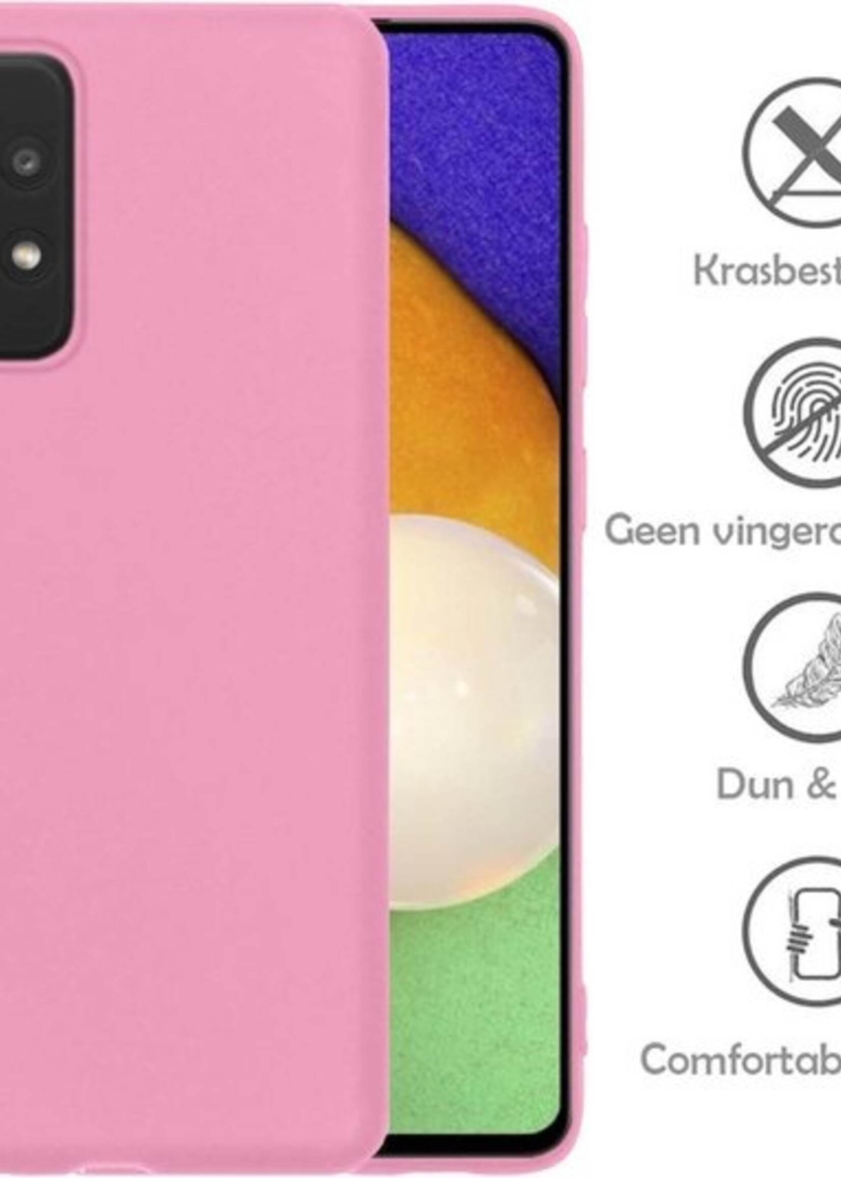 LUQ Hoesje Geschikt voor Samsung A52 Hoesje Siliconen Case - Hoes Geschikt voor Samsung Galaxy A52 Hoes Siliconen - Roze - 2 Stuks