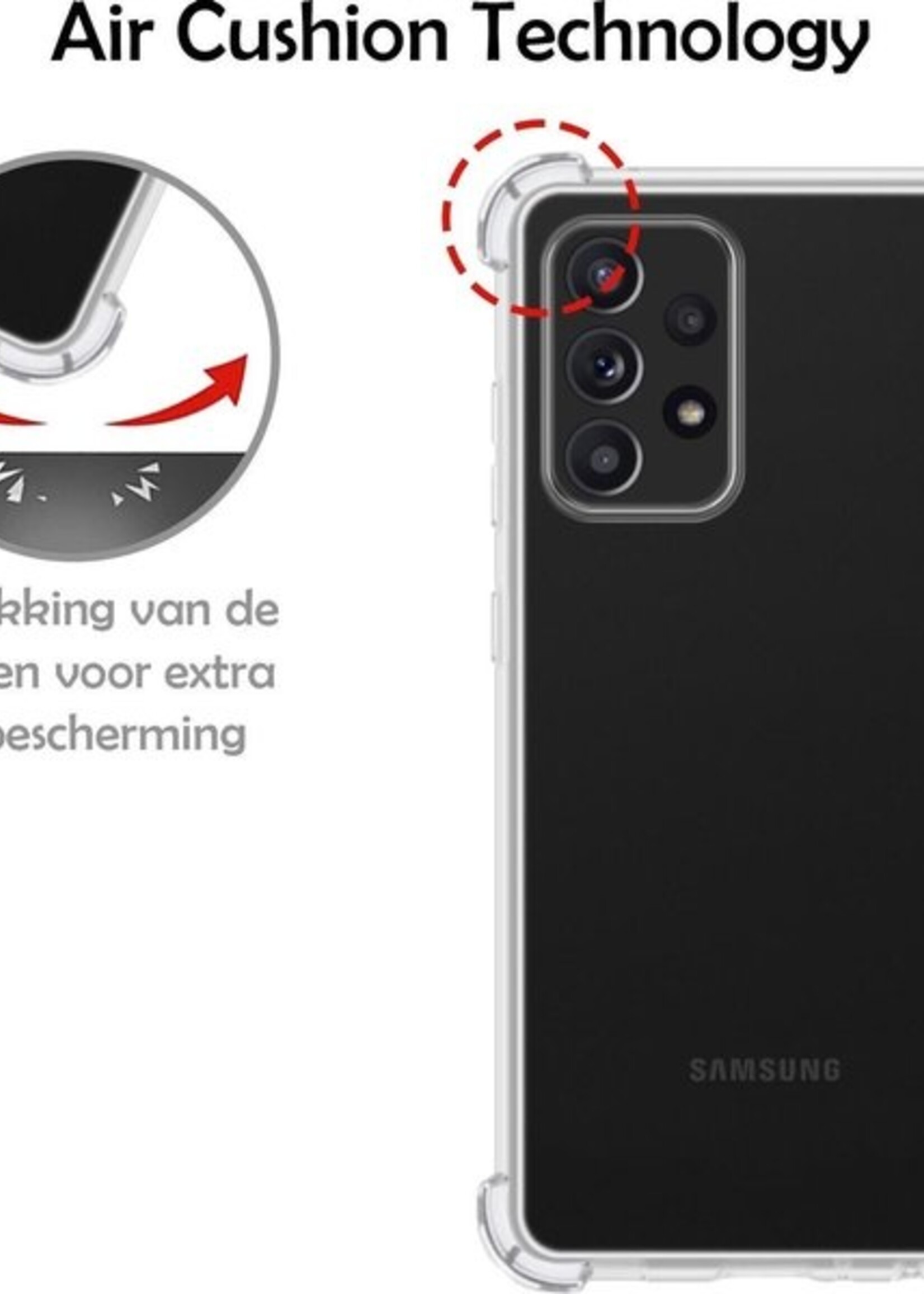 LUQ Hoesje Geschikt voor Samsung A52 Hoesje Shockproof Case Siliconen - Hoes Geschikt voor Samsung Galaxy A52 Hoes Cover Siliconen - Transparant - 2 Stuks