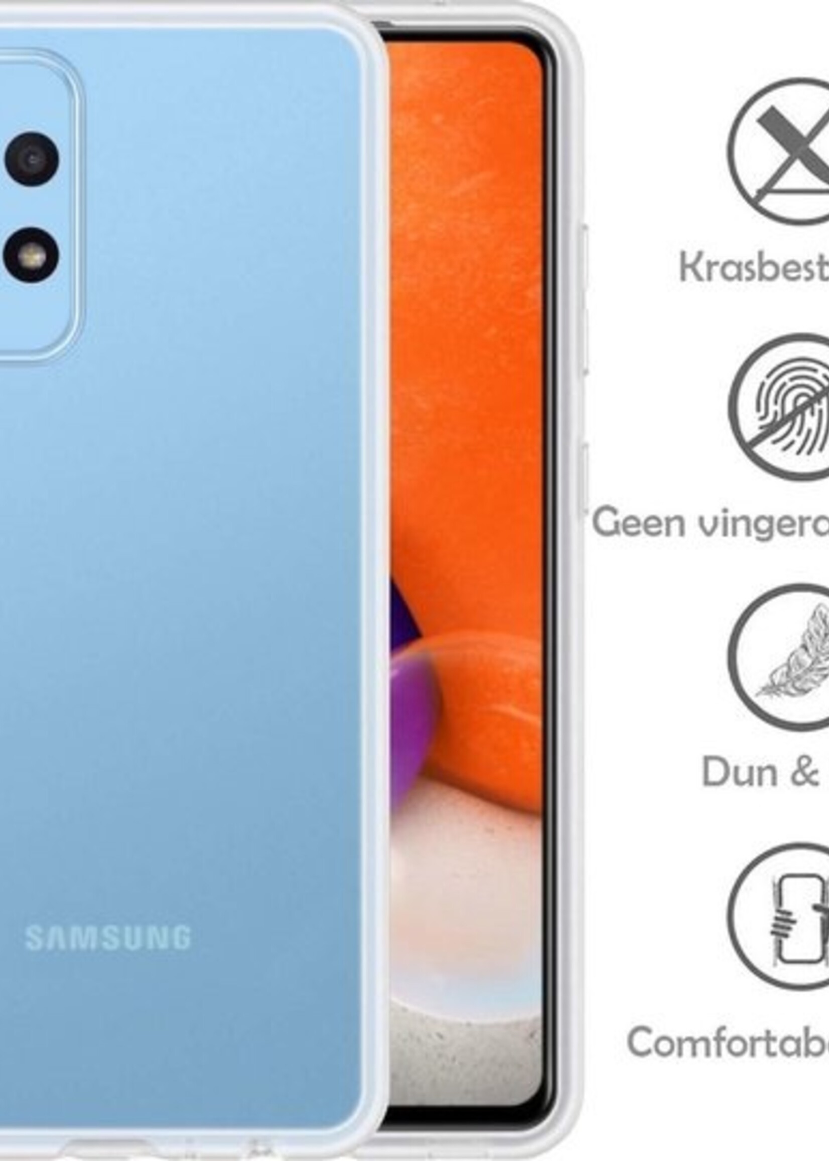 LUQ Hoesje Geschikt voor Samsung A72 Hoesje Siliconen Case - Hoes Geschikt voor Samsung Galaxy A72 Hoes Siliconen - Transparant