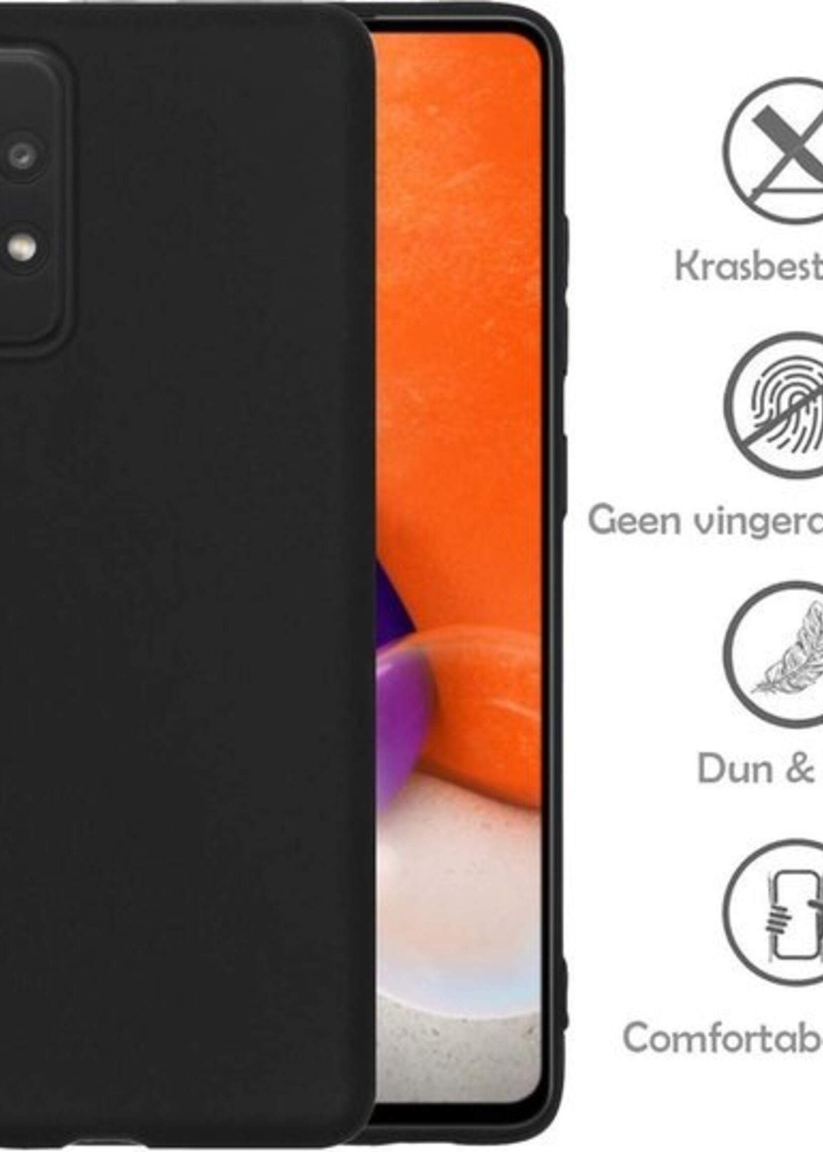 LUQ Hoesje Geschikt voor Samsung A72 Hoesje Siliconen Case - Hoes Geschikt voor Samsung Galaxy A72 Hoes Siliconen - Zwart