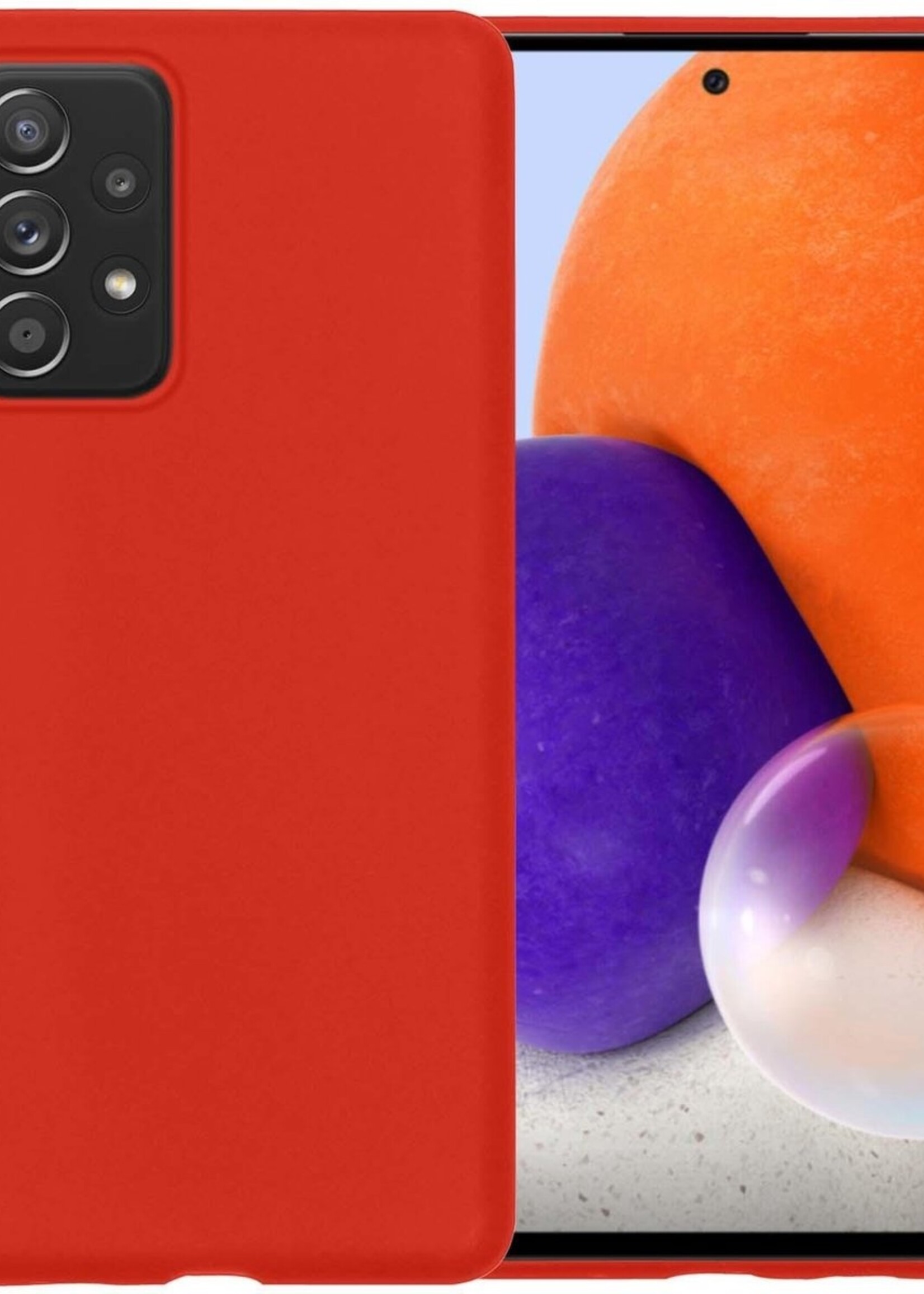 LUQ Hoesje Geschikt voor Samsung A72 Hoesje Siliconen Case - Hoes Geschikt voor Samsung Galaxy A72 Hoes Siliconen - Rood