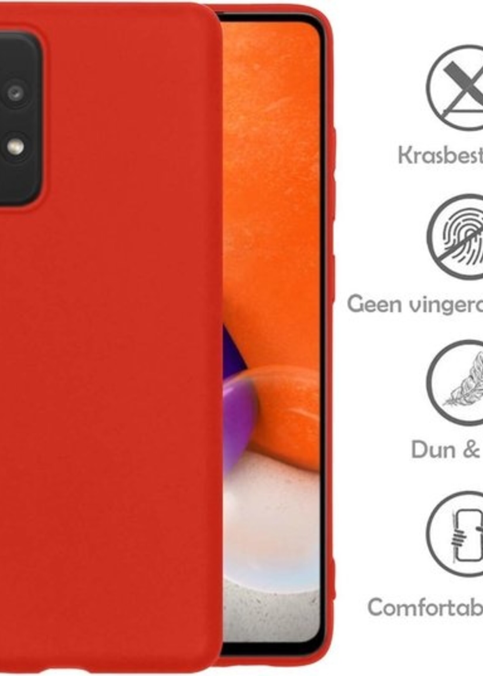 LUQ Hoesje Geschikt voor Samsung A72 Hoesje Siliconen Case - Hoes Geschikt voor Samsung Galaxy A72 Hoes Siliconen - Rood