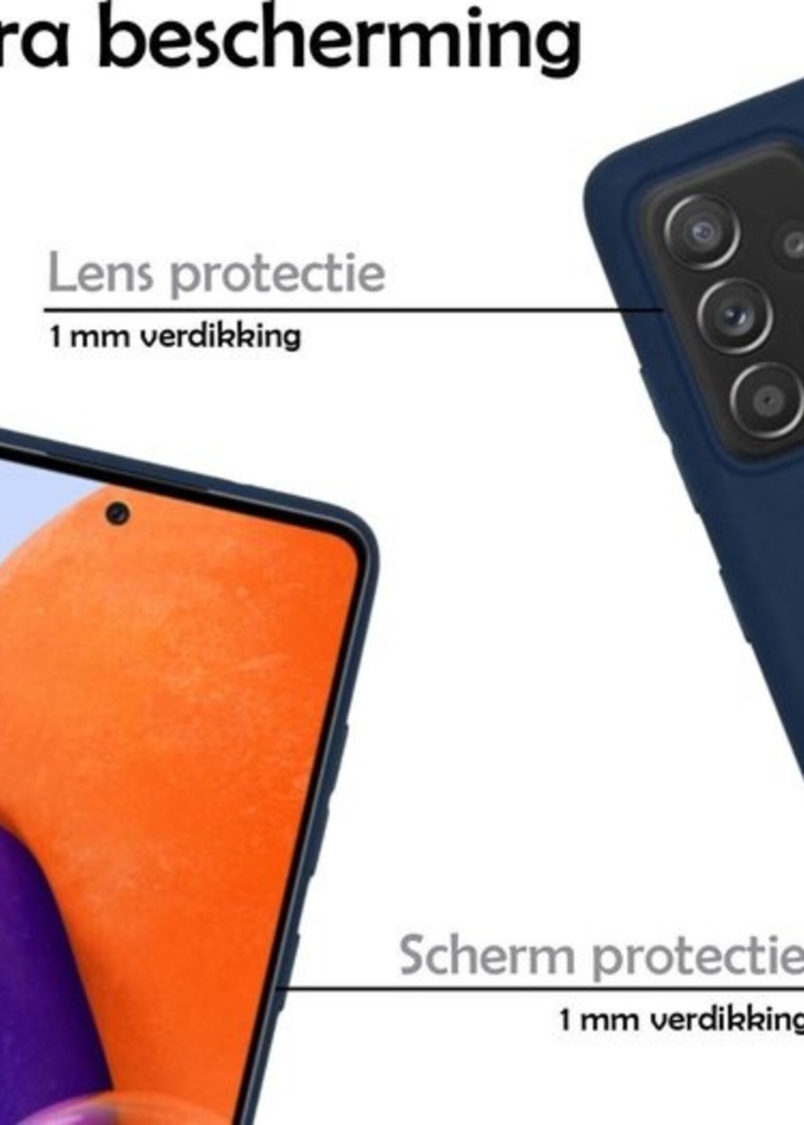 LUQ Hoesje Geschikt voor Samsung A72 Hoesje Siliconen Case - Hoes Geschikt voor Samsung Galaxy A72 Hoes Siliconen - Donkerblauw