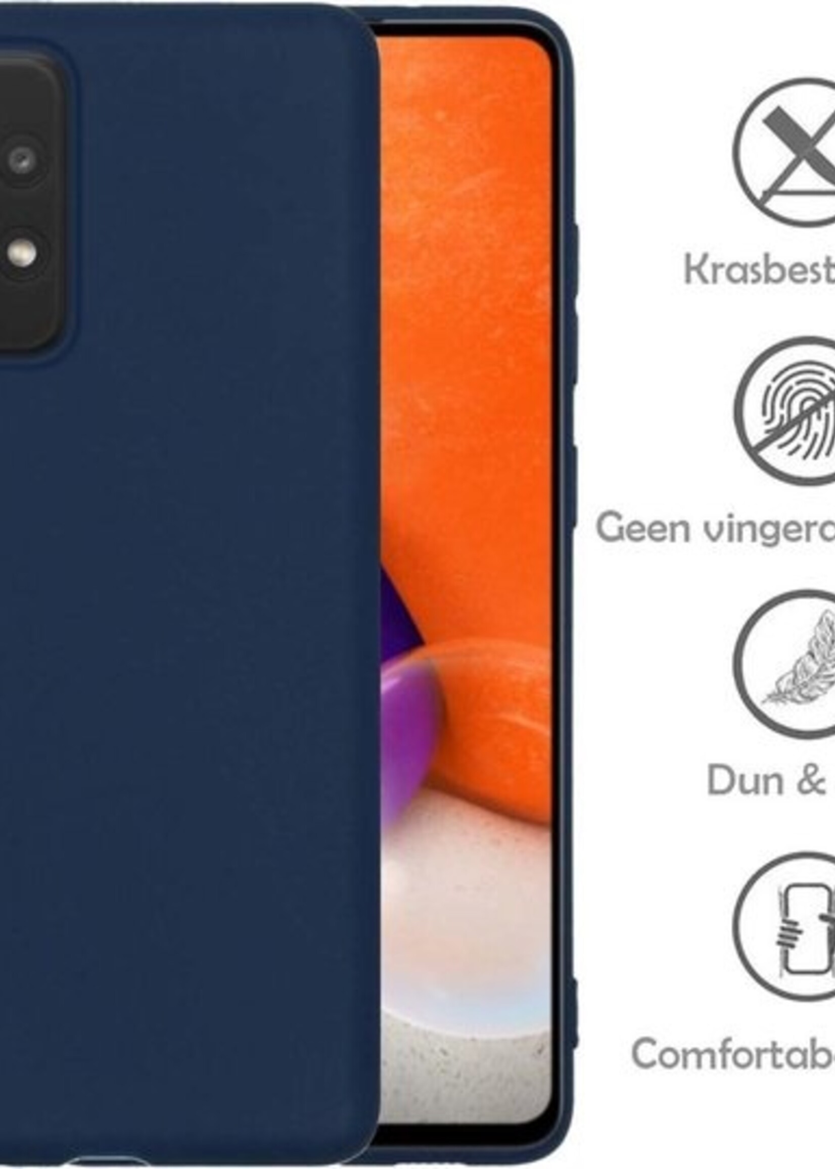 LUQ Hoesje Geschikt voor Samsung A72 Hoesje Siliconen Case - Hoes Geschikt voor Samsung Galaxy A72 Hoes Siliconen - Donkerblauw