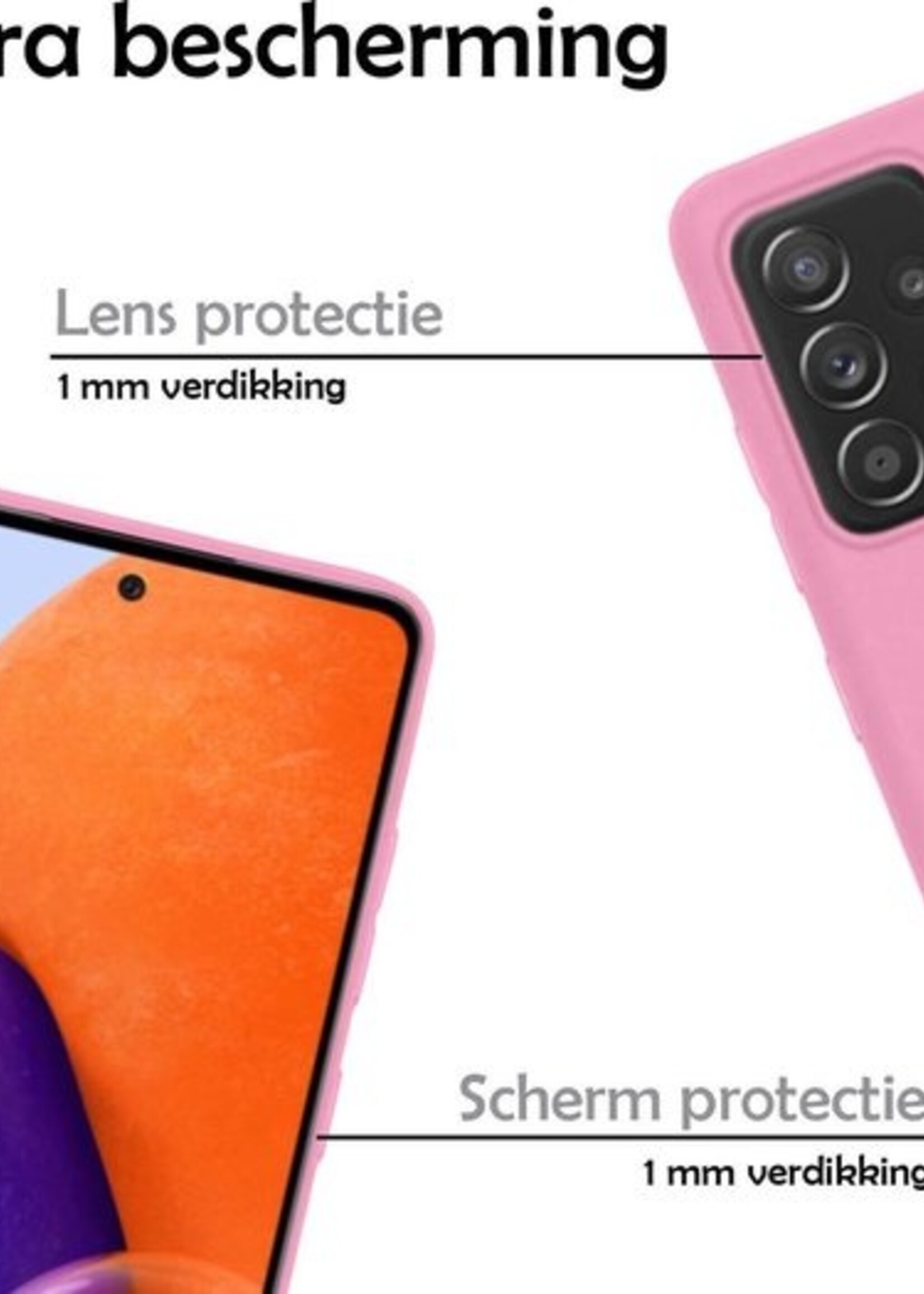 LUQ Hoesje Geschikt voor Samsung A72 Hoesje Siliconen Case - Hoes Geschikt voor Samsung Galaxy A72 Hoes Siliconen - Roze