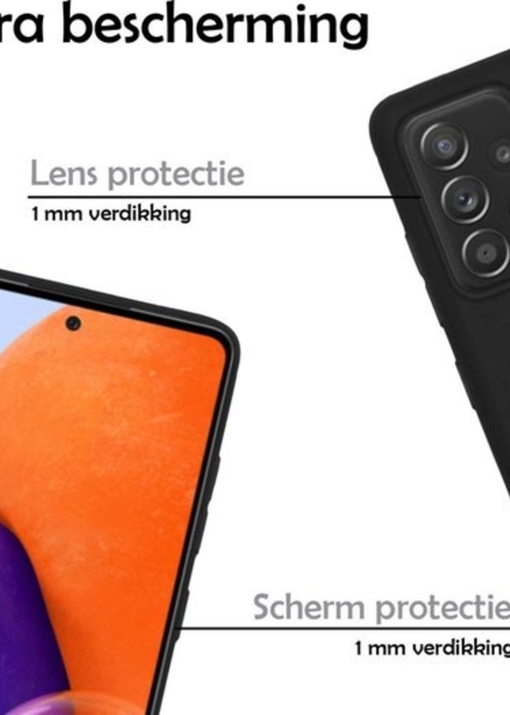 LUQ Hoesje Geschikt voor Samsung A72 Hoesje Siliconen Case - Hoes Geschikt voor Samsung Galaxy A72 Hoes Siliconen - Zwart - 2 Stuks