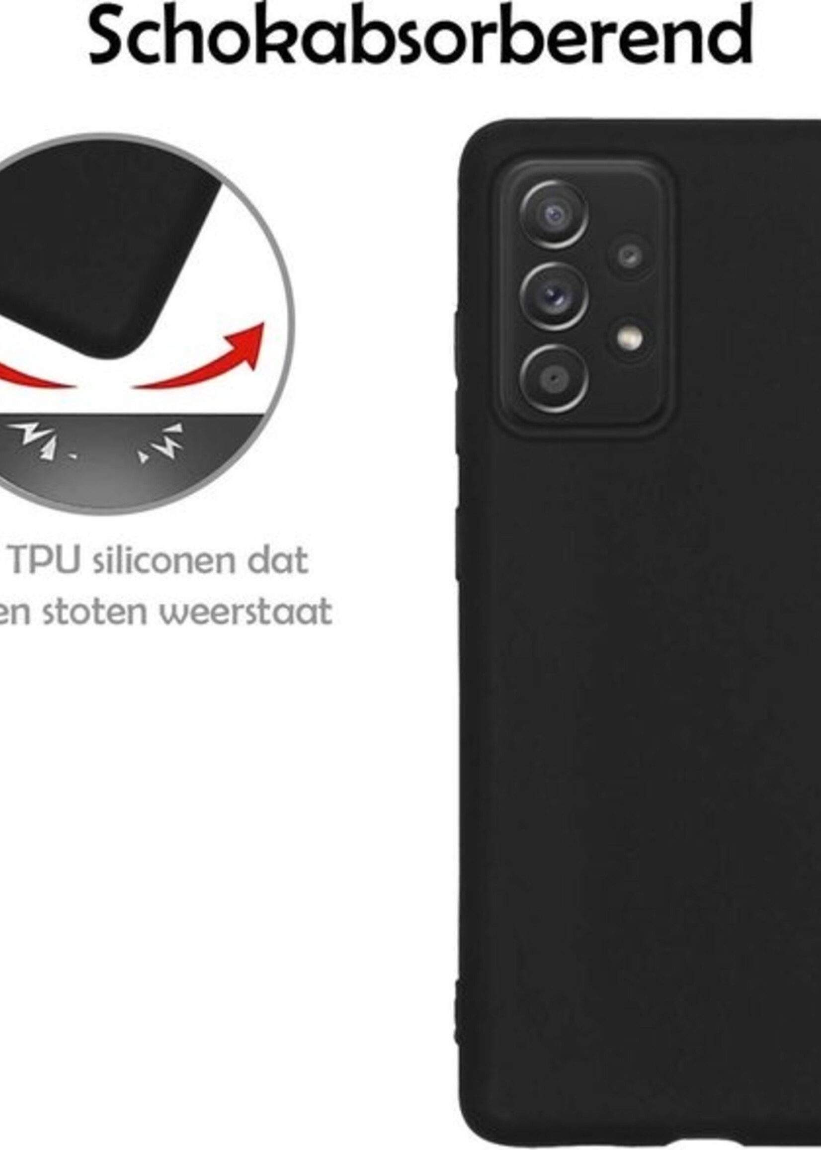 LUQ Hoesje Geschikt voor Samsung A72 Hoesje Siliconen Case - Hoes Geschikt voor Samsung Galaxy A72 Hoes Siliconen - Zwart - 2 Stuks