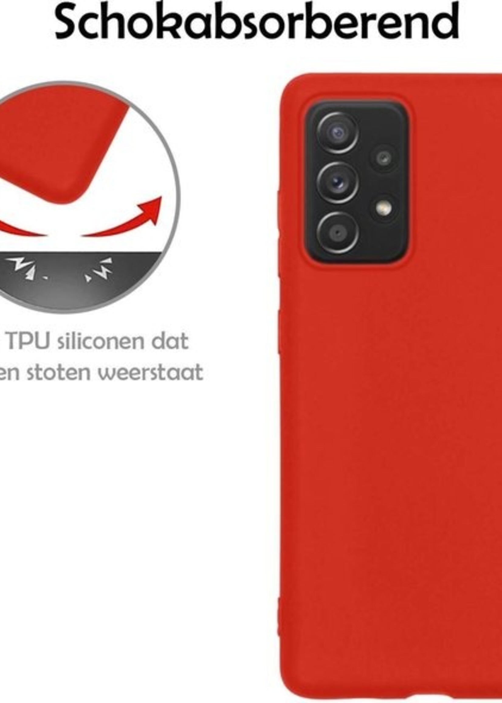 LUQ Hoesje Geschikt voor Samsung A72 Hoesje Siliconen Case - Hoes Geschikt voor Samsung Galaxy A72 Hoes Siliconen - Rood - 2 Stuks