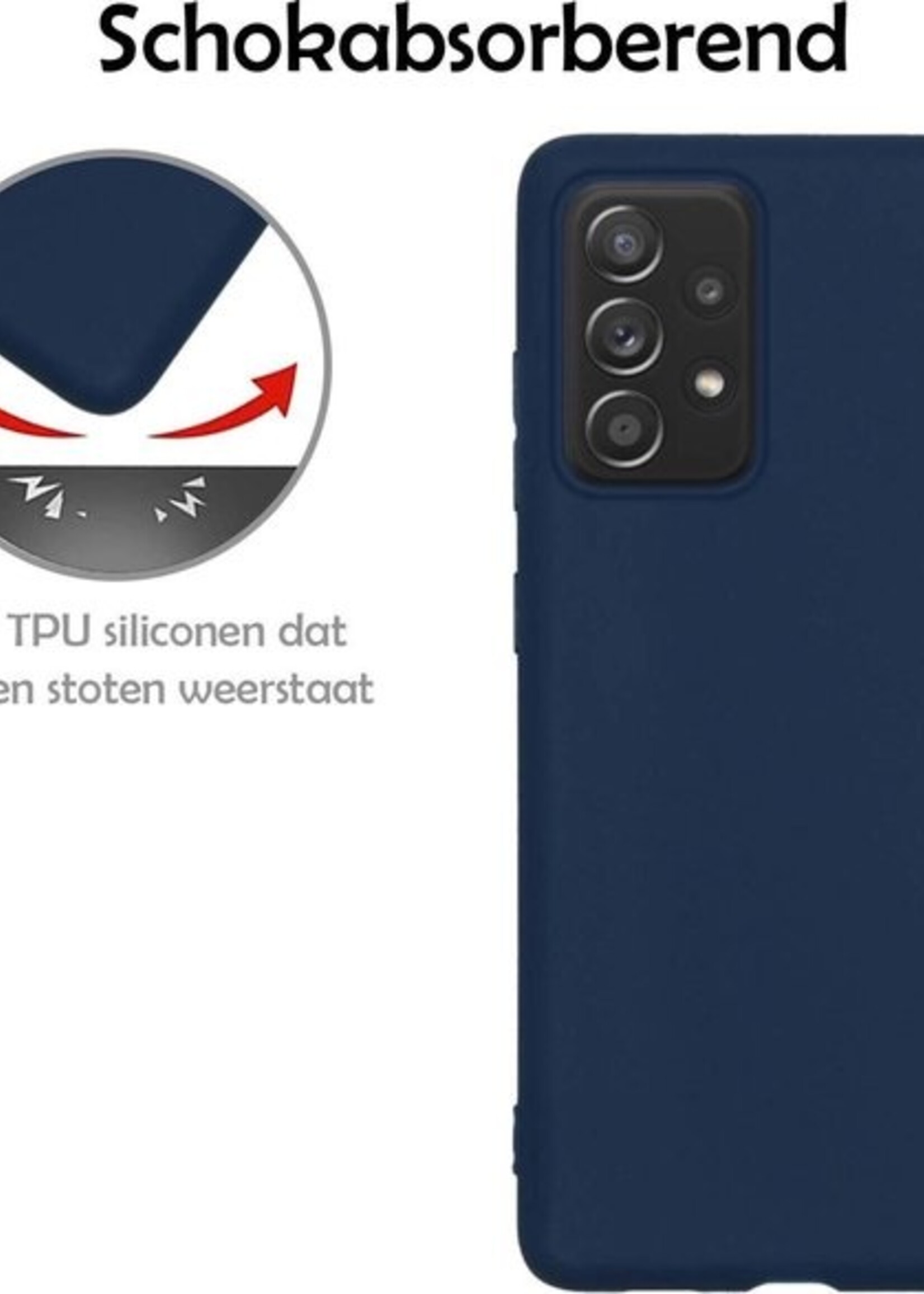 LUQ Hoesje Geschikt voor Samsung A72 Hoesje Siliconen Case - Hoes Geschikt voor Samsung Galaxy A72 Hoes Siliconen - Donkerblauw - 2 Stuks