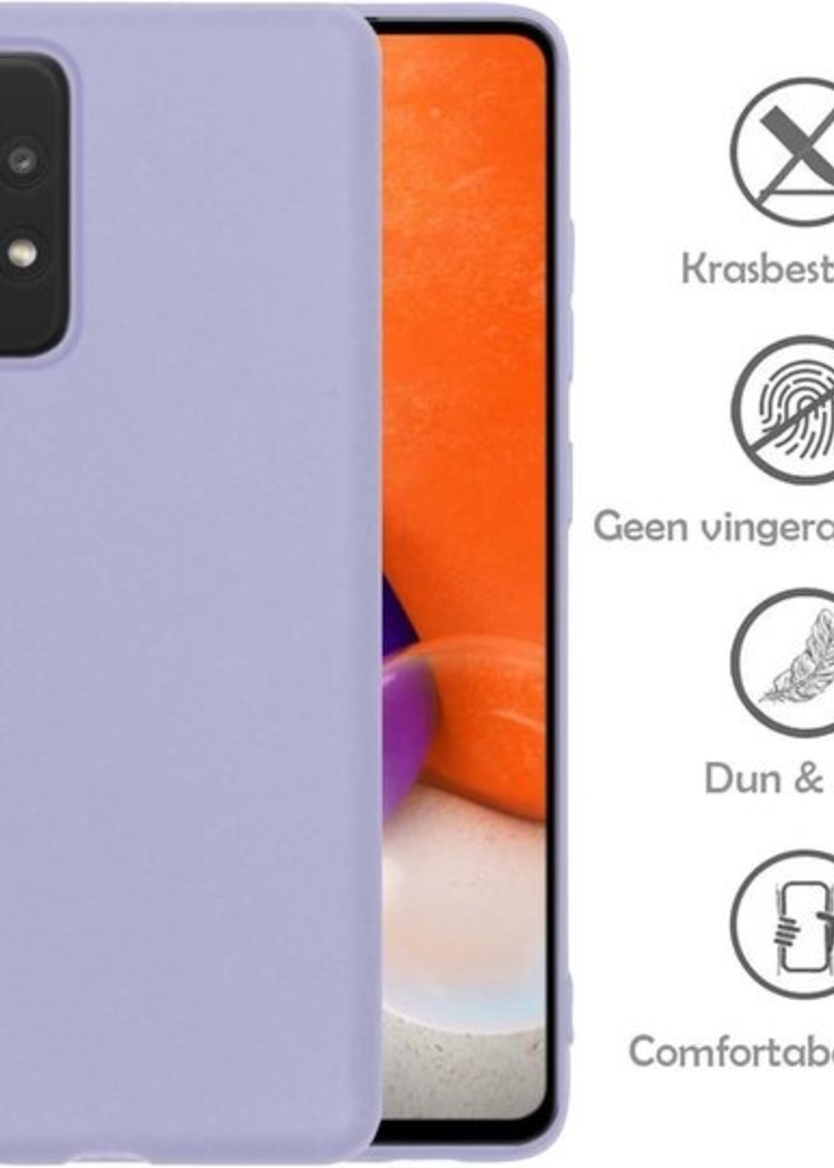 LUQ Hoesje Geschikt voor Samsung A72 Hoesje Siliconen Case - Hoes Geschikt voor Samsung Galaxy A72 Hoes Siliconen - Lila - 2 Stuks