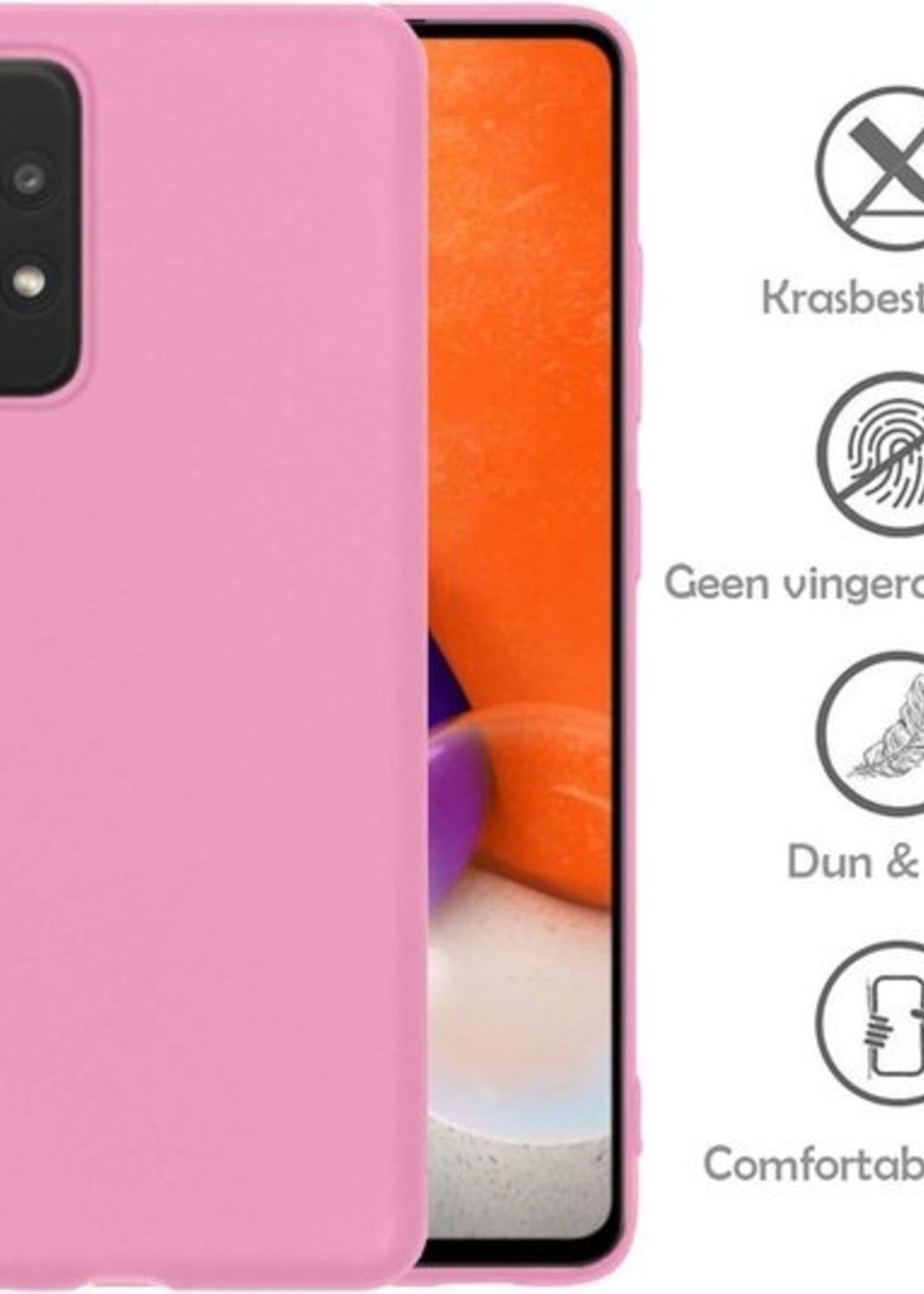 LUQ Hoesje Geschikt voor Samsung A72 Hoesje Siliconen Case - Hoes Geschikt voor Samsung Galaxy A72 Hoes Siliconen - Roze - 2 Stuks