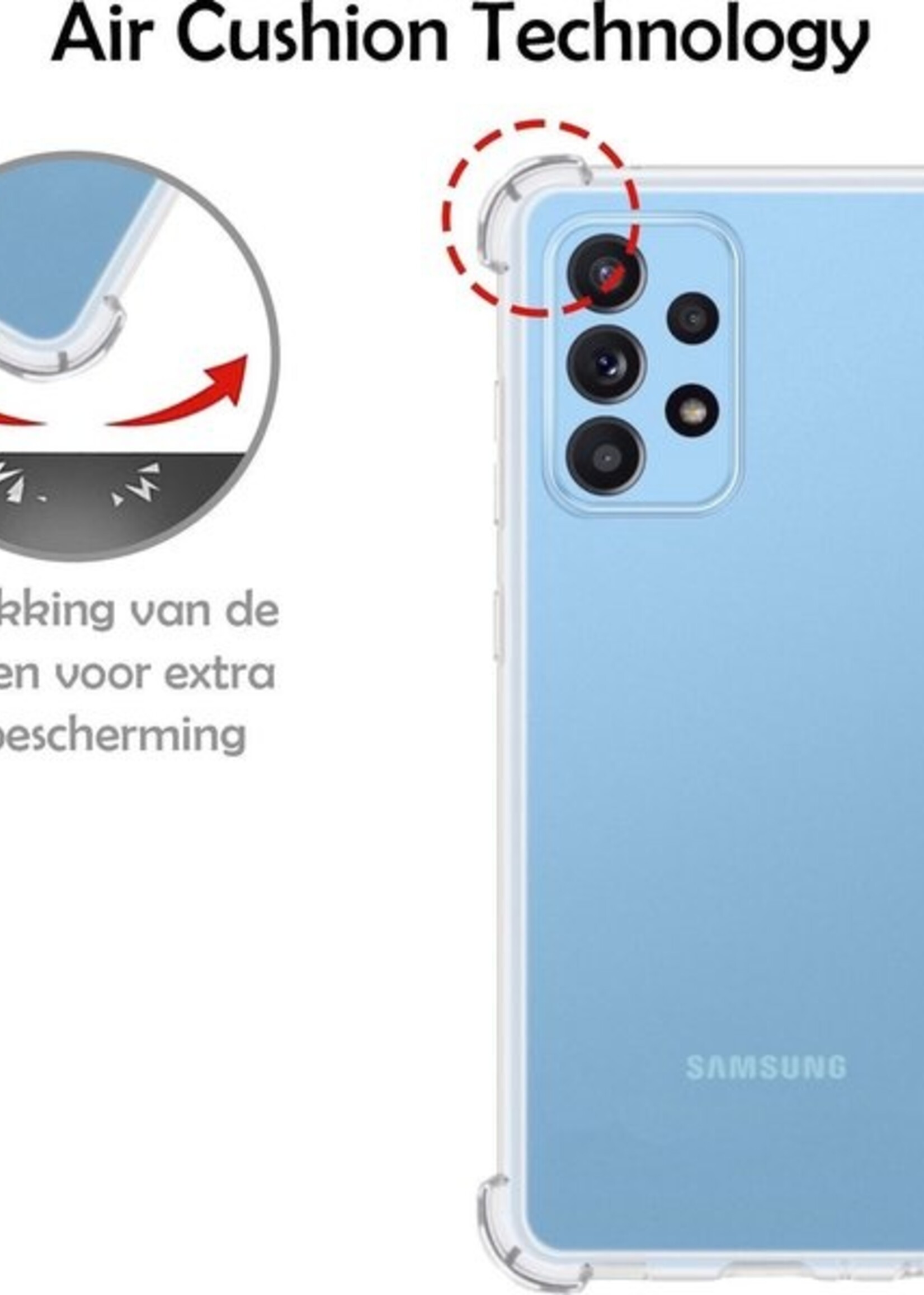 LUQ Hoesje Geschikt voor Samsung A72 Hoesje Shockproof Case Siliconen - Hoes Geschikt voor Samsung Galaxy A72 Hoes Cover Siliconen - Transparant - 2 Stuks