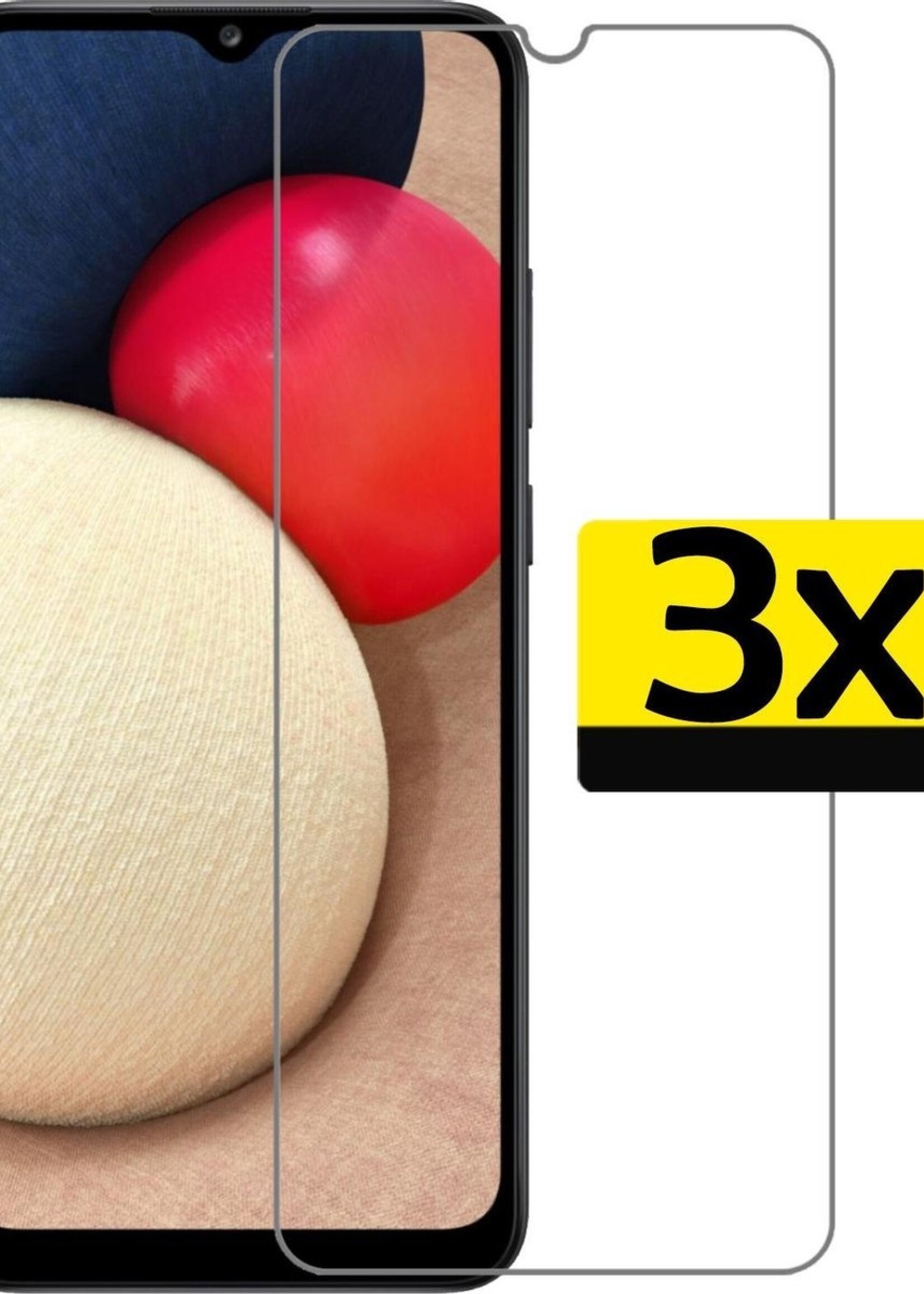 LUQ Screenprotector Geschikt voor Samsung A02s Screenprotector Beschermglas Gehard Glas - Screenprotector Geschikt voor Samsung Galaxy A02s Screenprotector Glas - 3 Stuks