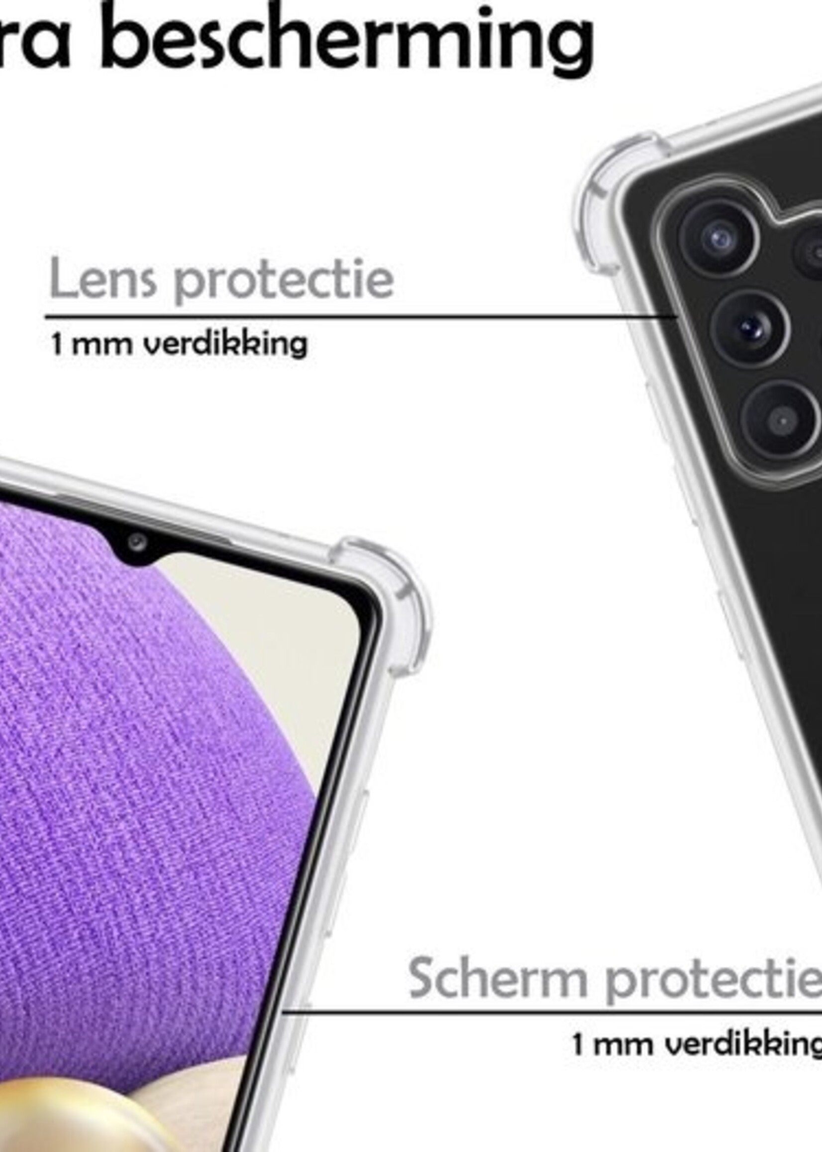 LUQ Hoesje Geschikt voor Samsung A32 5G Hoesje Shockproof Case Siliconen - Hoes Geschikt voor Samsung Galaxy A32 5G Hoes Cover Siliconen - Transparant - 2 Stuks