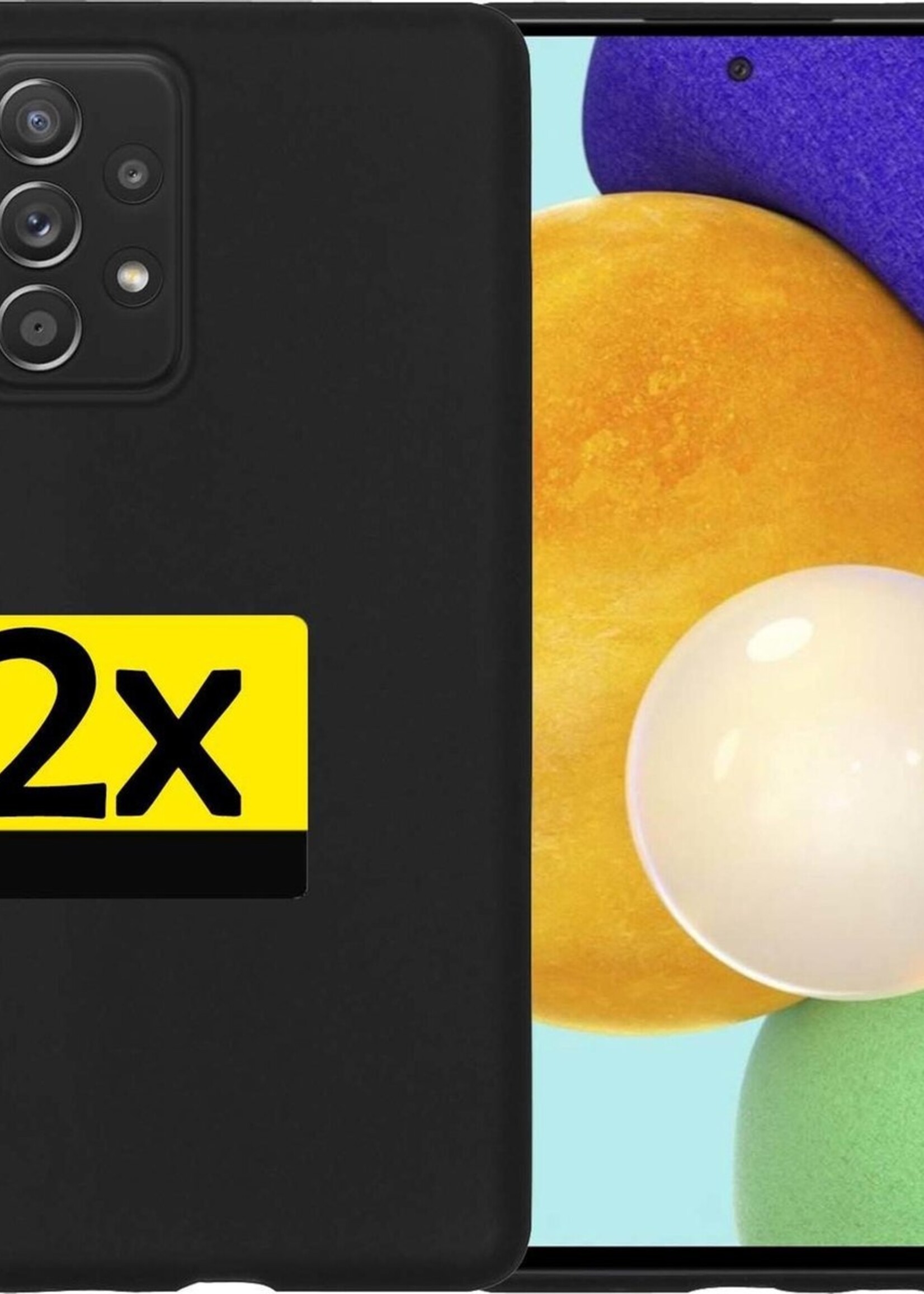 LUQ Hoesje Geschikt voor Samsung A52 Hoesje Siliconen Case - Hoes Geschikt voor Samsung Galaxy A52 Hoes Siliconen - Zwart - 2 Stuks