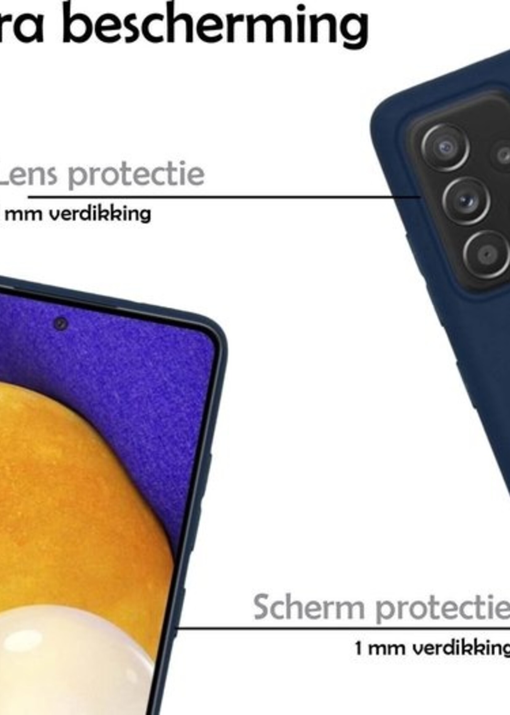 LUQ Hoesje Geschikt voor Samsung A52 Hoesje Siliconen Case - Hoes Geschikt voor Samsung Galaxy A52 Hoes Siliconen - Donkerblauw - 2 Stuks