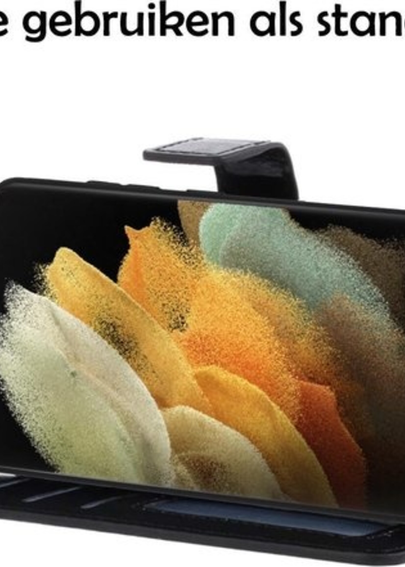 LUQ Hoesje Geschikt voor Samsung S21 Ultra Hoesje Book Case Hoes Wallet Cover Met Screenprotector - Hoes Geschikt voor Samsung Galaxy S21 Ultra Hoesje Bookcase Hoes - Zwart