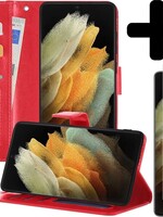 LUQ LUQ Samsung Galaxy S21 Ultra Hoesje Bookcase Rood Met Screenprotector