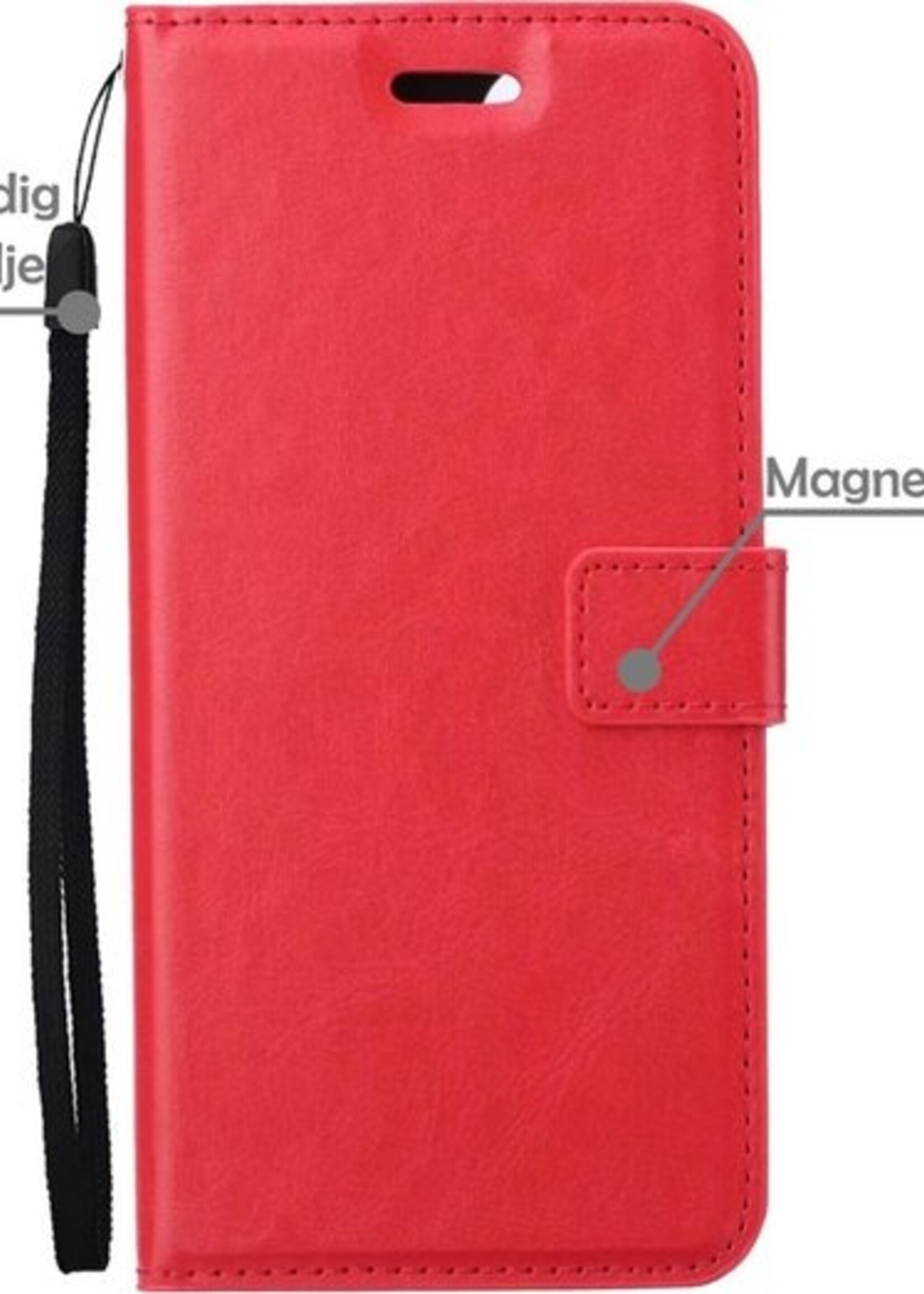 LUQ Hoesje Geschikt voor Samsung S21 Ultra Hoesje Book Case Hoes Wallet Cover Met Screenprotector - Hoes Geschikt voor Samsung Galaxy S21 Ultra Hoesje Bookcase Hoes - Rood