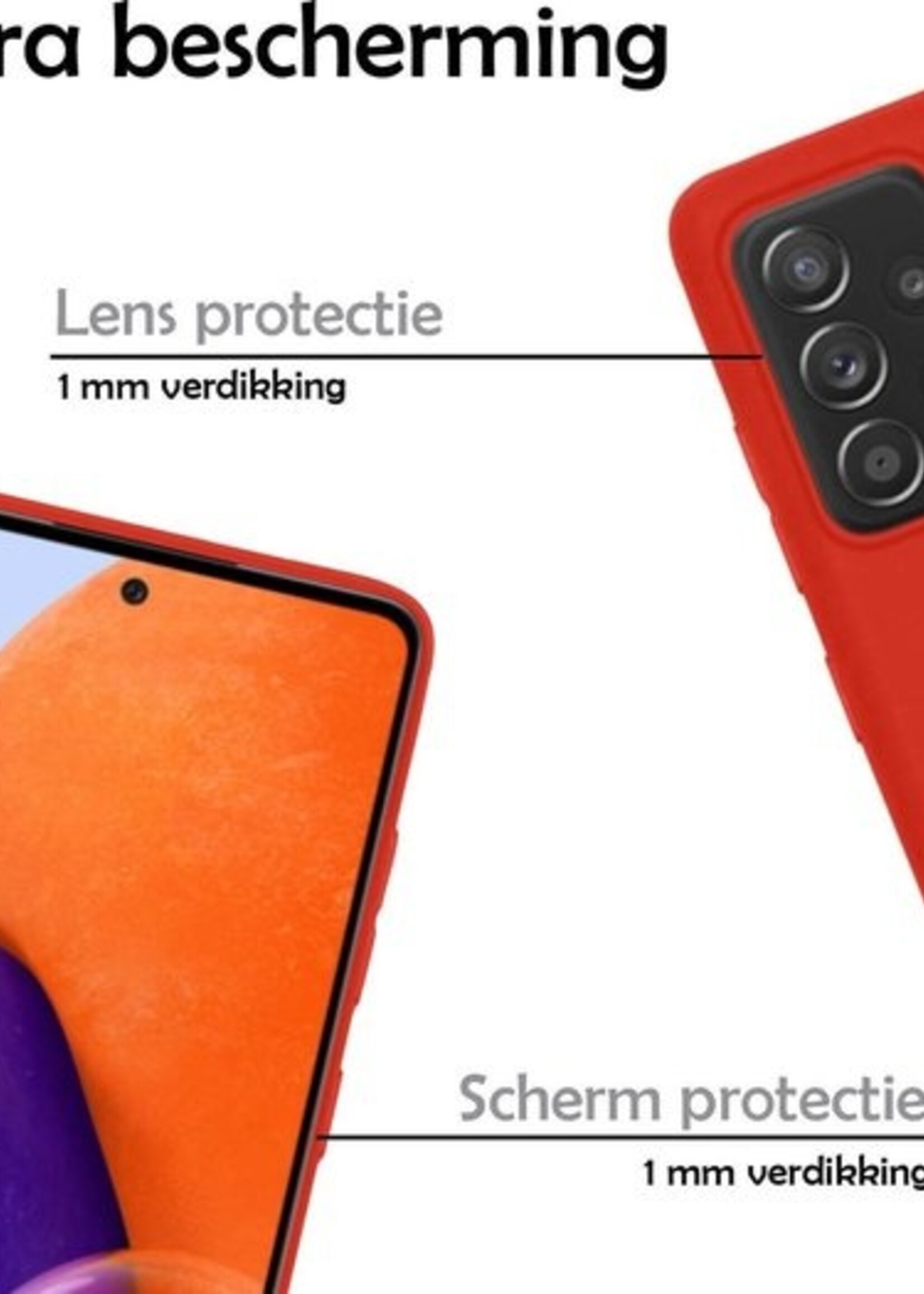 LUQ Hoesje Geschikt voor Samsung A72 Hoesje Siliconen Case - Hoes Geschikt voor Samsung Galaxy A72 Hoes Siliconen - Rood