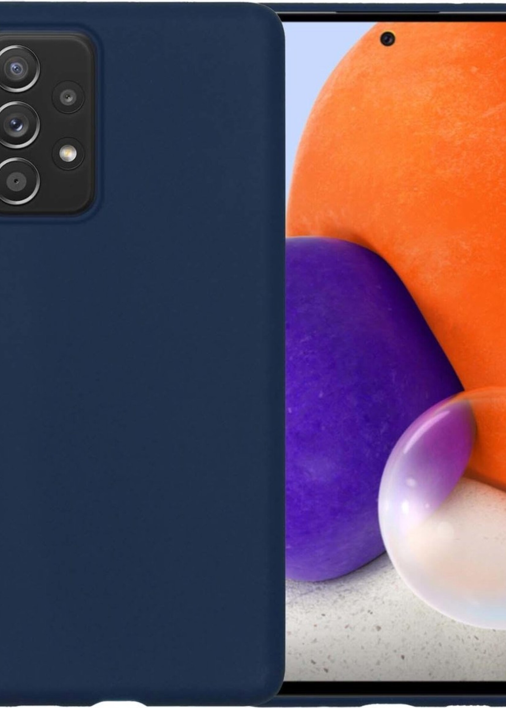 LUQ Hoesje Geschikt voor Samsung A72 Hoesje Siliconen Case - Hoes Geschikt voor Samsung Galaxy A72 Hoes Siliconen - Donkerblauw