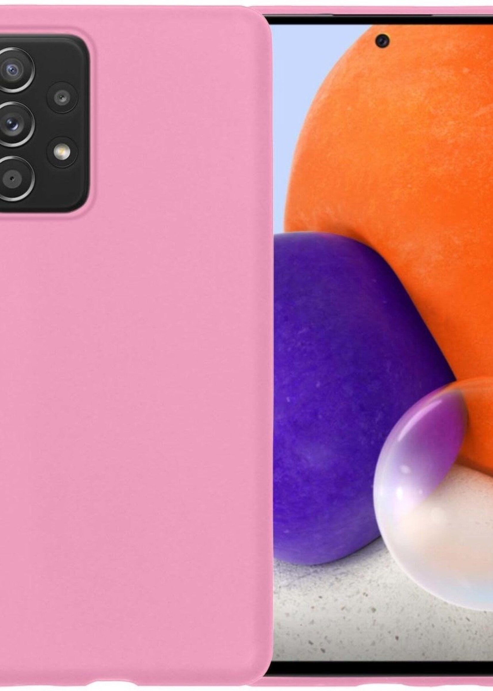 LUQ Hoesje Geschikt voor Samsung A72 Hoesje Siliconen Case - Hoes Geschikt voor Samsung Galaxy A72 Hoes Siliconen - Roze